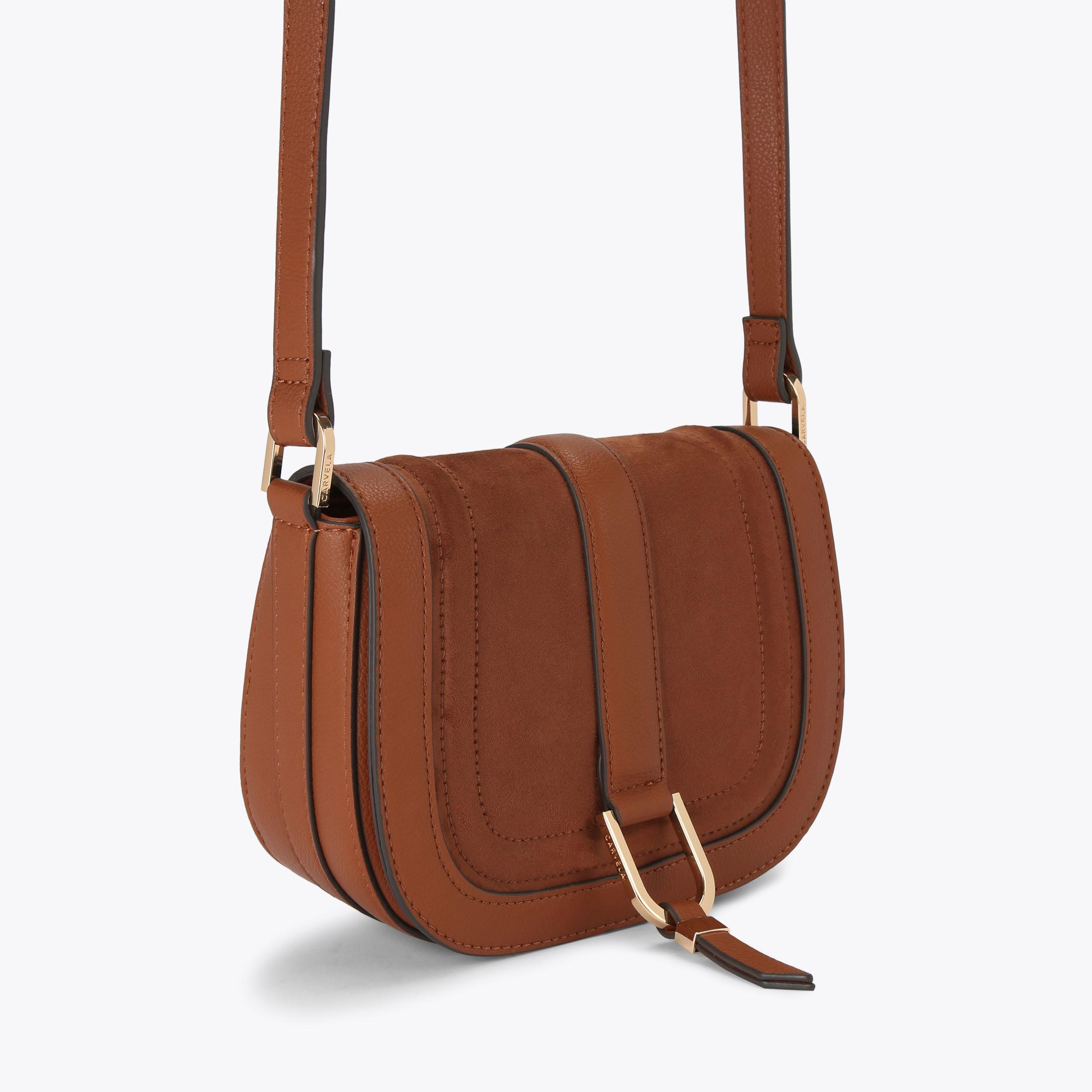 MANE SADDLE BAG Tan Cross Body Bag by CARVELA
