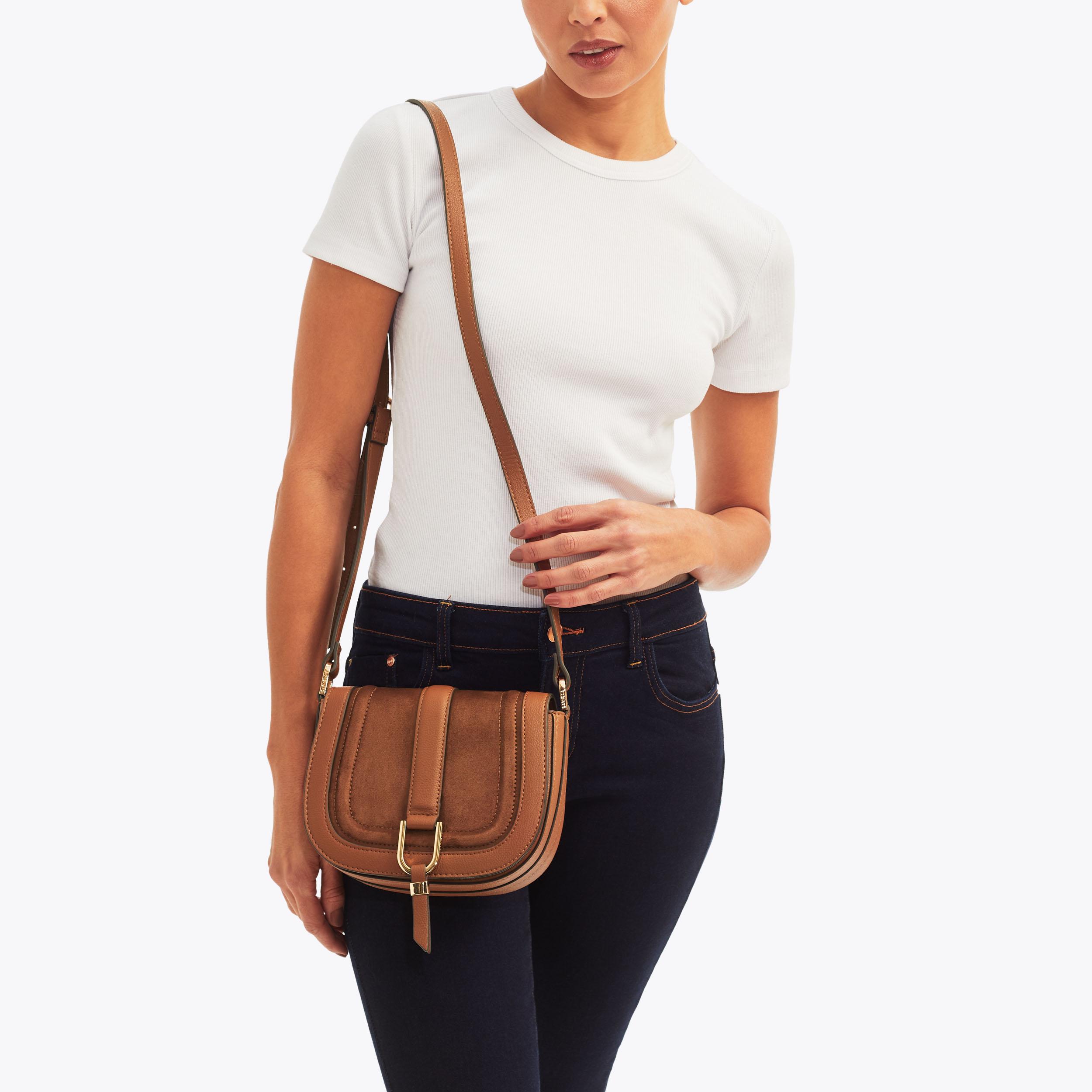 MANE SADDLE BAG Tan Cross Body Bag by CARVELA