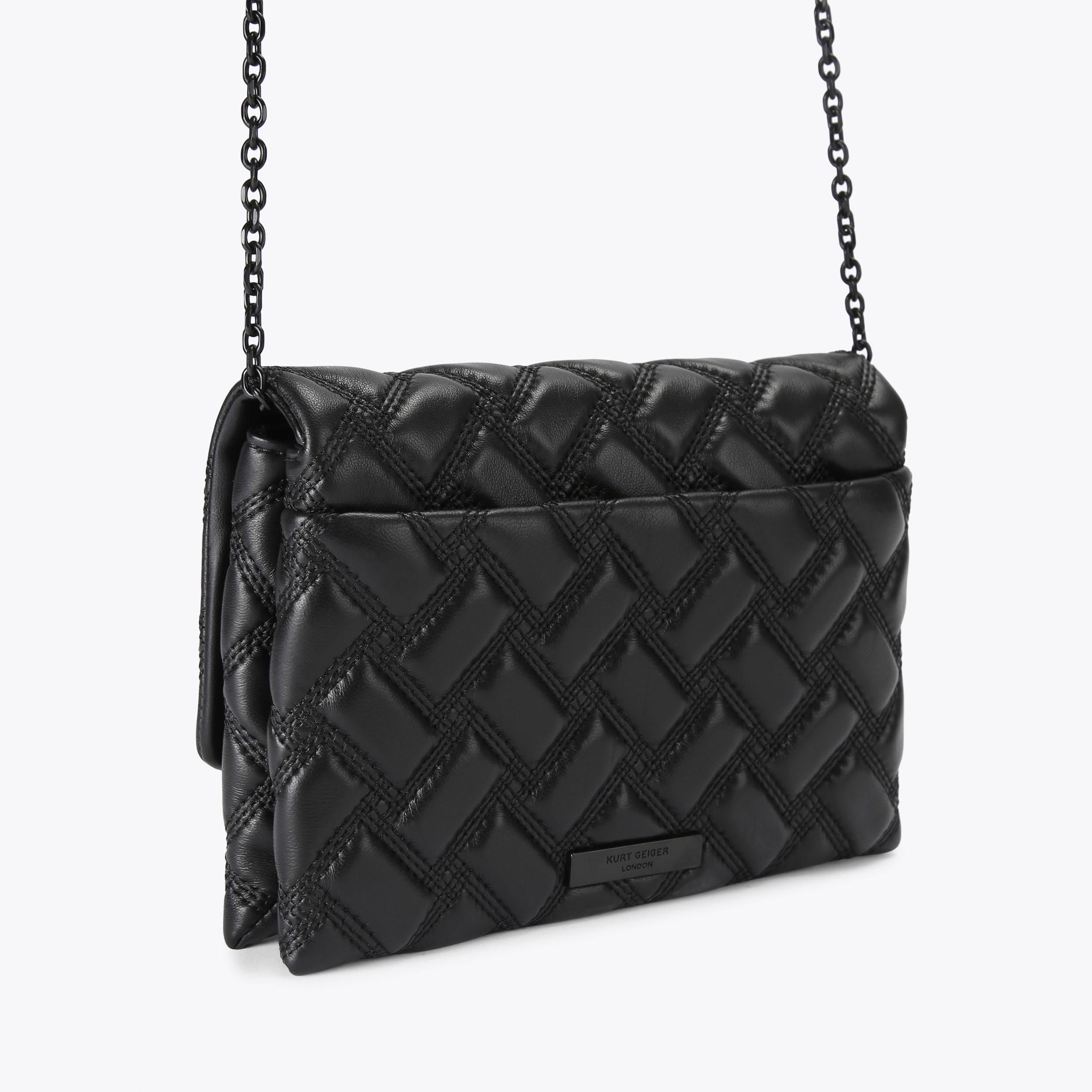 KENSINGTON DUET DR Black Leather Cross Body Bag by KURT GEIGER LONDON