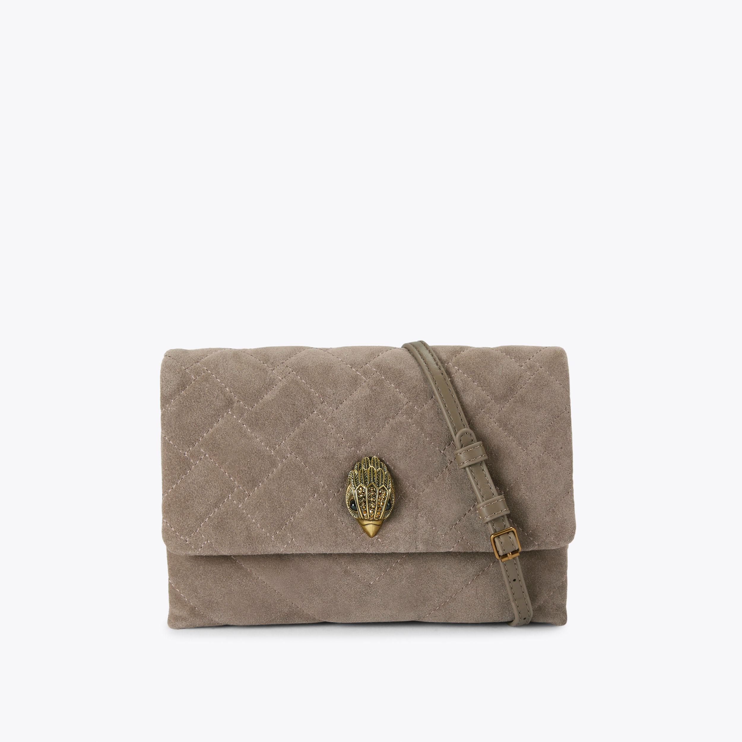 KENSINGTON DUET Taupe Suede Leather Cross Body Bag by KURT GEIGER LONDON