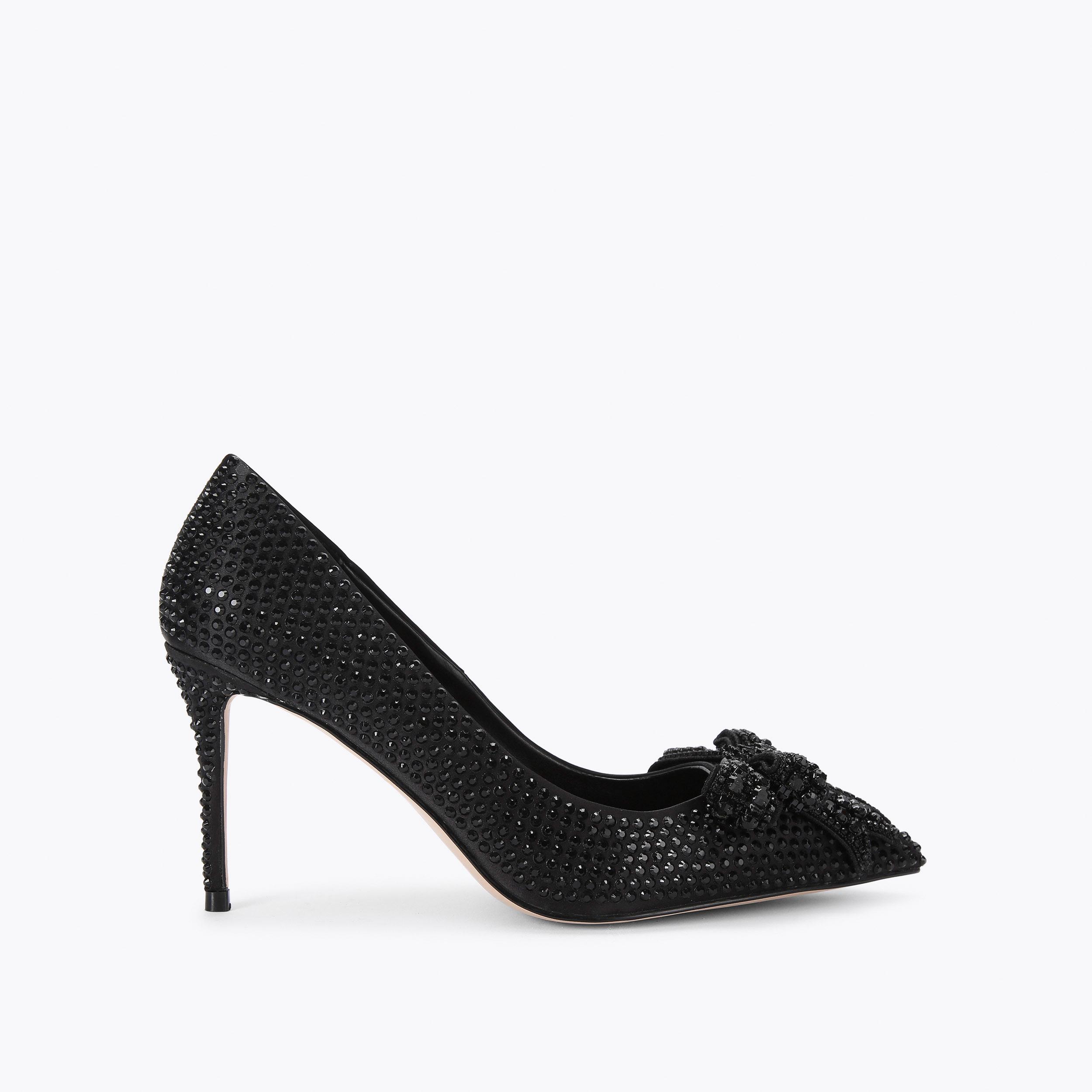 BELGRAVIA CRYSTAL BOW DRC Black Crystal Court Heels by KURT GEIGER LONDON