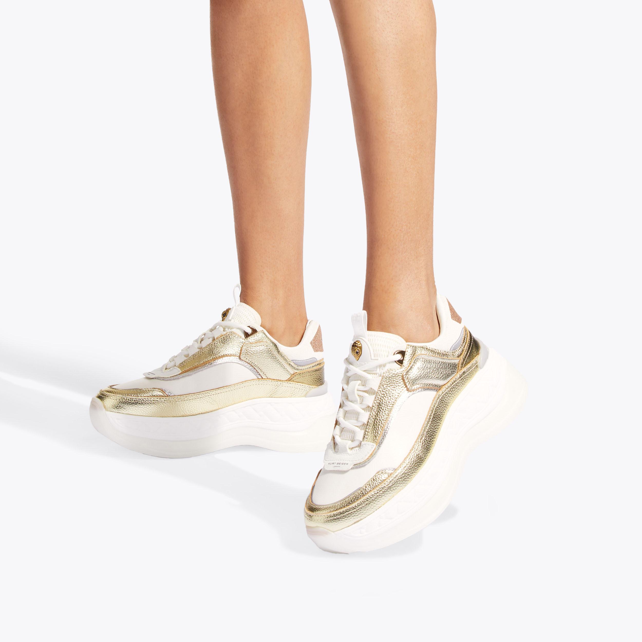 KENSINGTON PUMP SNEAKER Gold Metallic Sneaker by KURT GEIGER LONDON