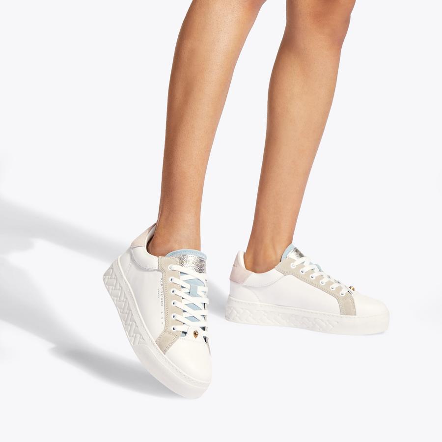 KENSINGTON CUPSOLE White Suede Leather Sneakers by KURT GEIGER LONDON