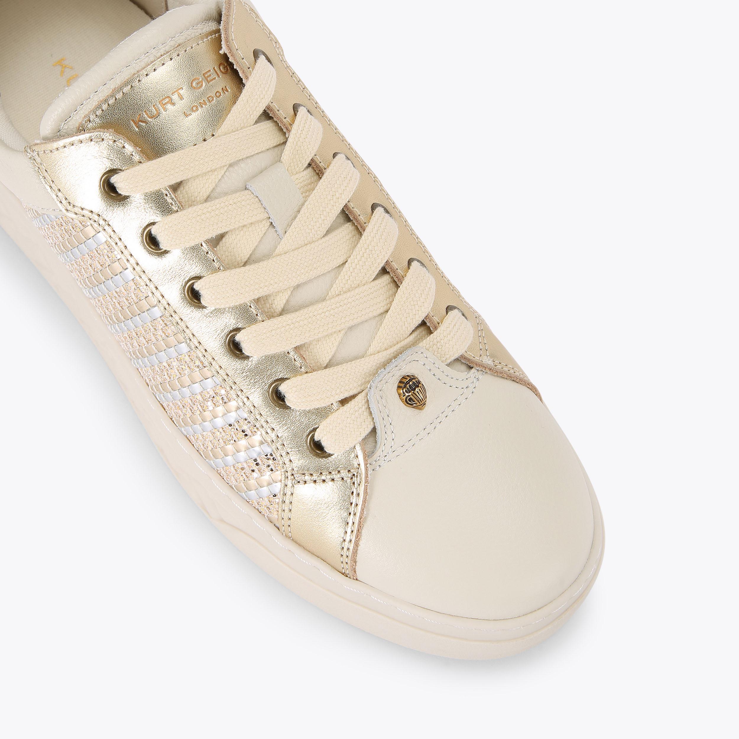 KENSINGTON CUPSOLE Gold Woven Sneaker by KURT GEIGER LONDON