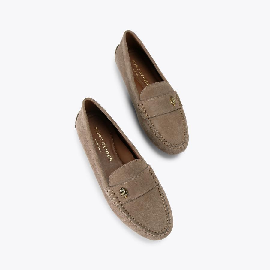 EAGLE DRIVER Taupe Suede Slip On Flats by KURT GEIGER LONDON