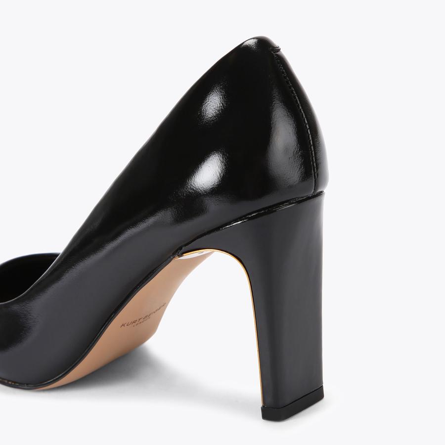 Black leather court shoes best sale