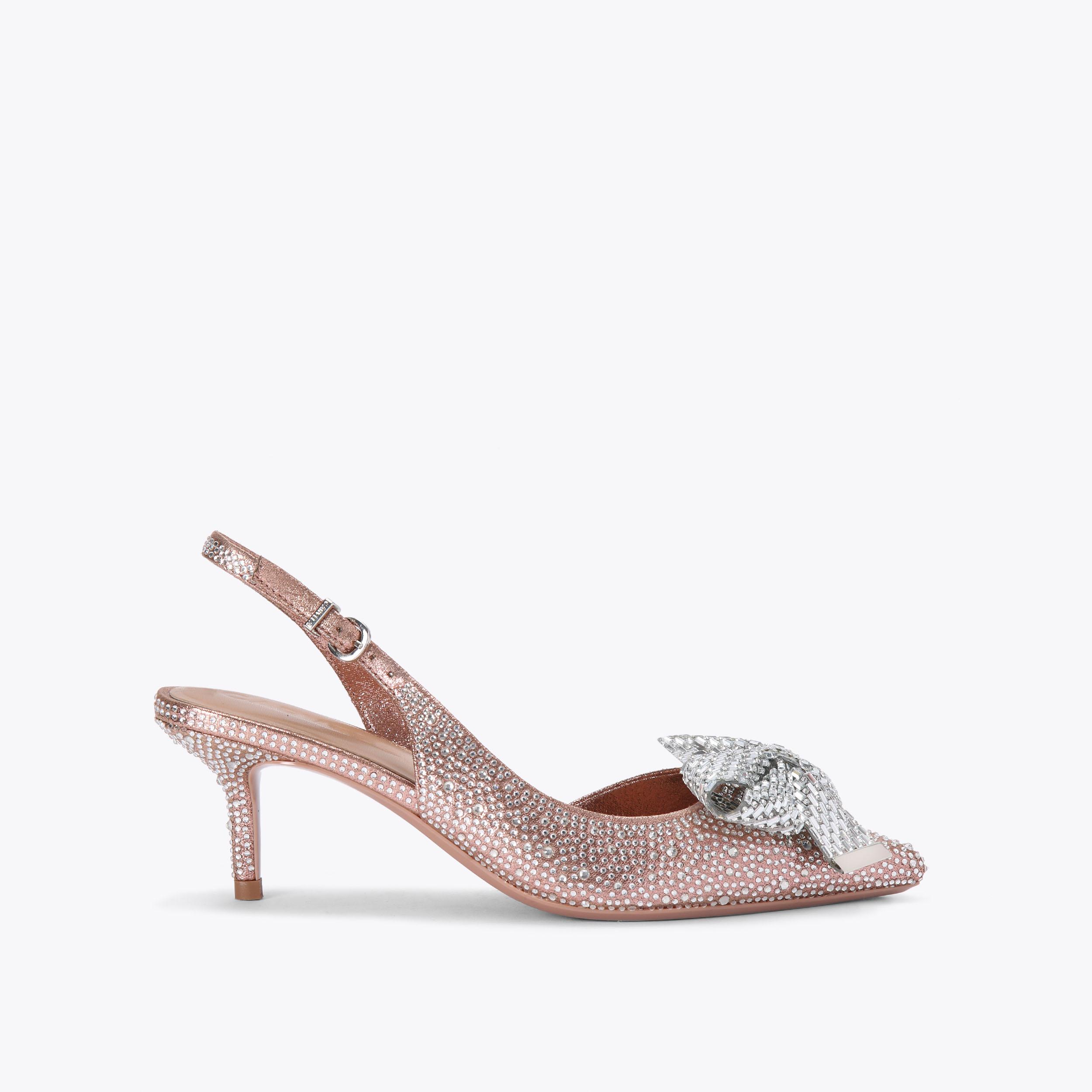 Rose gold 2024 heels with bow