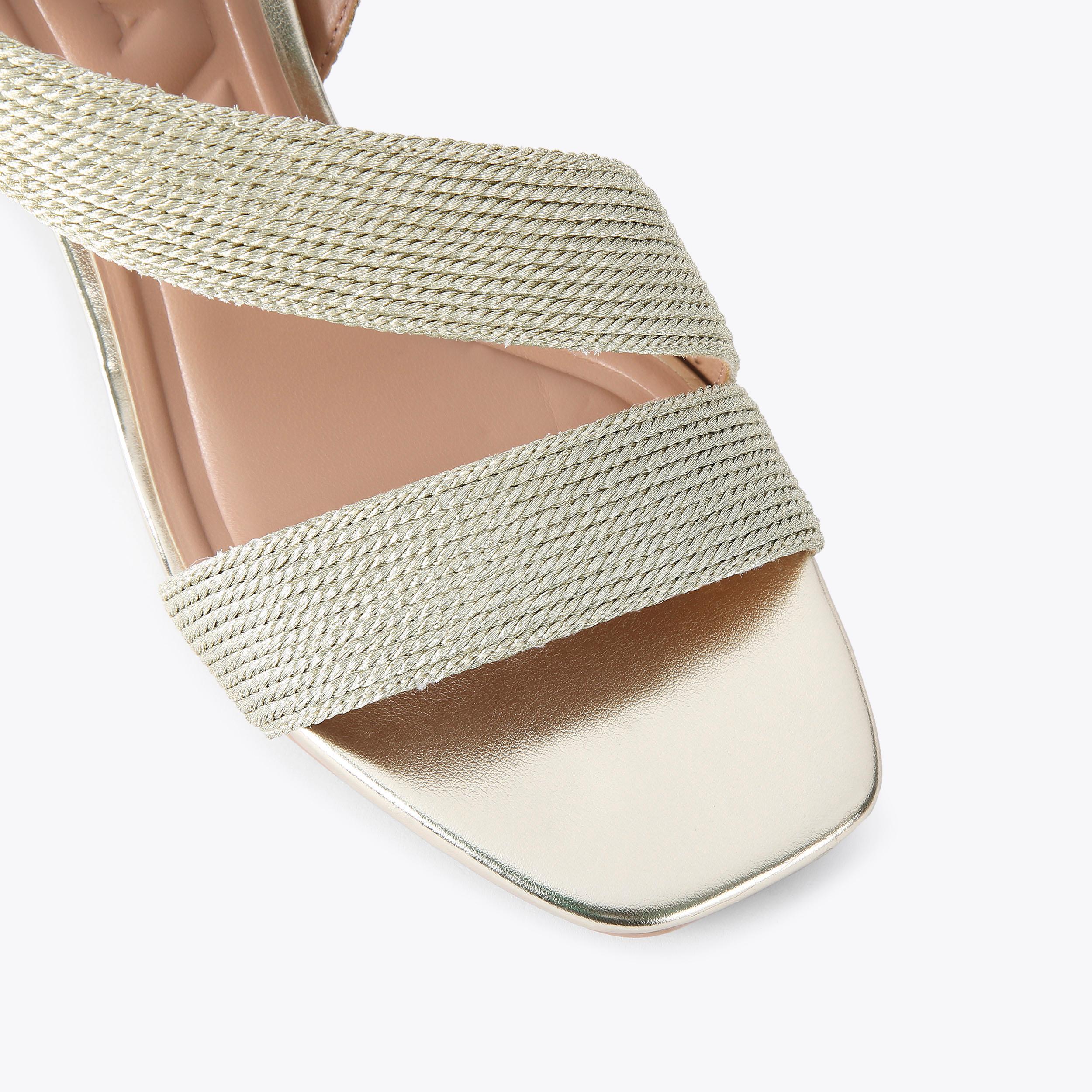 GALA BLOCK 60 Gold Block Heel Sandals by CARVELA