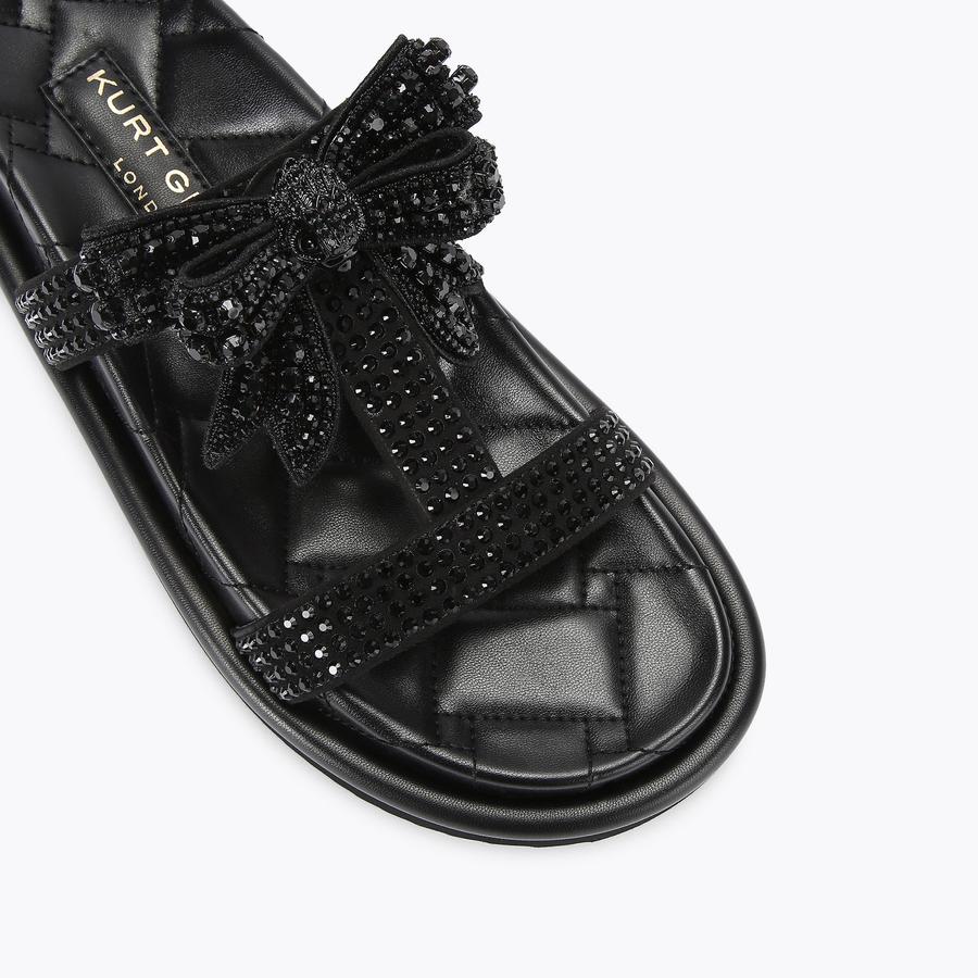 ORSON CRYSTAL DRENCH BOW Black Fabric Sandal by KURT GEIGER LONDON