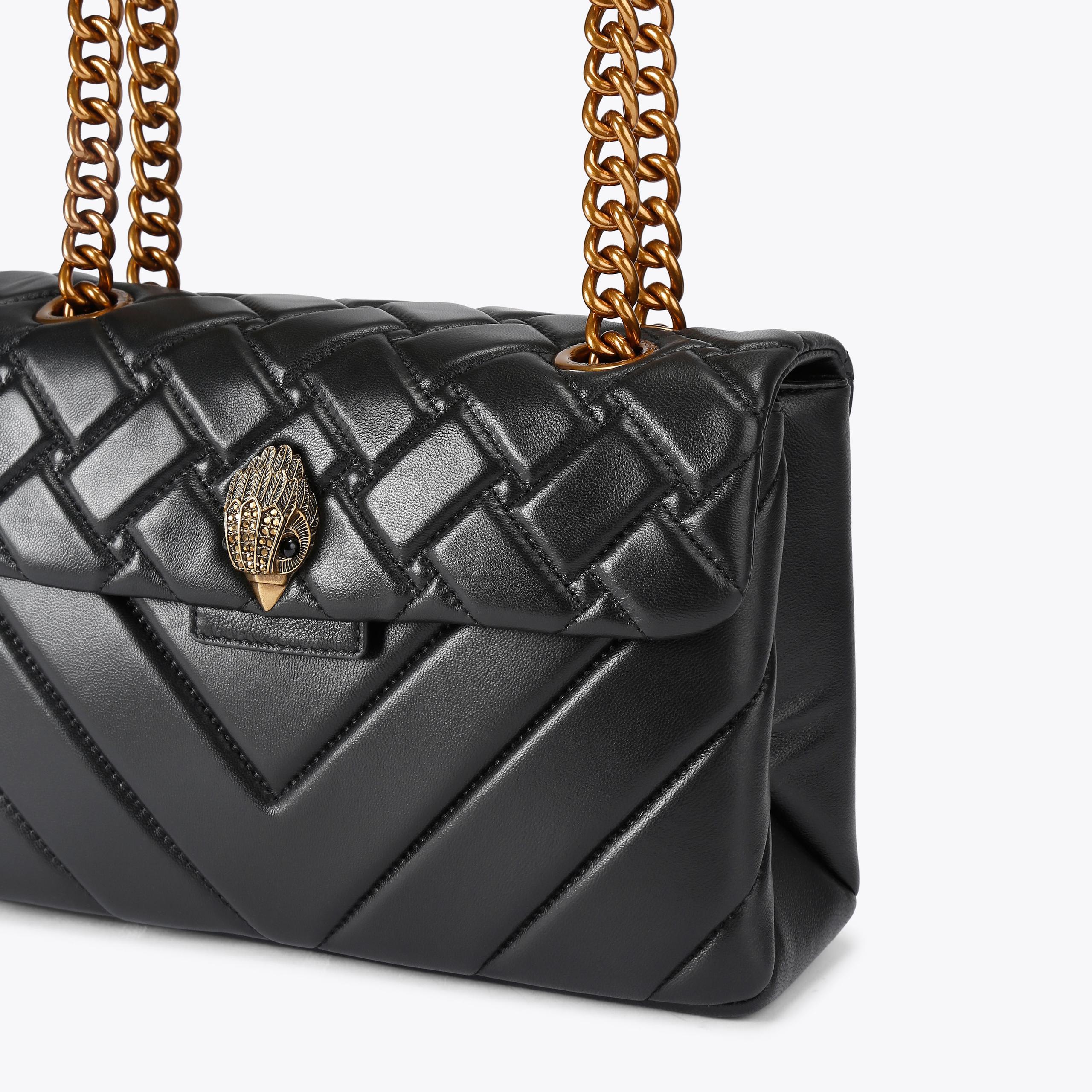 LEATHER KENSINGTON X BAG Black Quilted Leather Kensington Bag by KURT