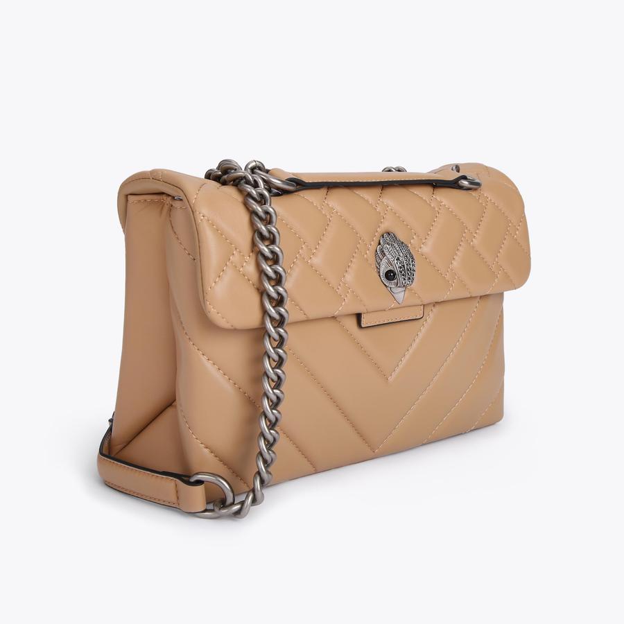 LEATHER KENSINGTON X BAG Camel Leather Shoulder Bag by KURT GEIGER LONDON