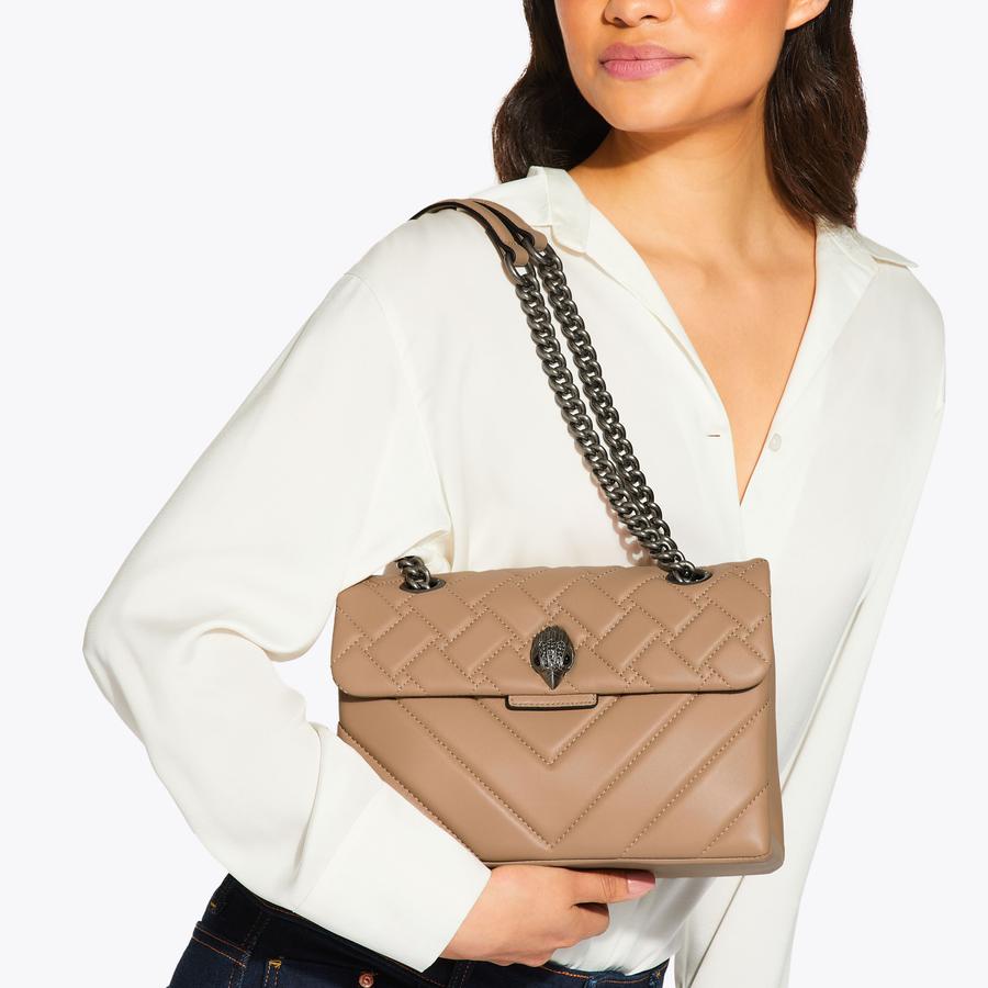 LEATHER KENSINGTON X BAG Camel Leather Shoulder Bag by KURT GEIGER LONDON