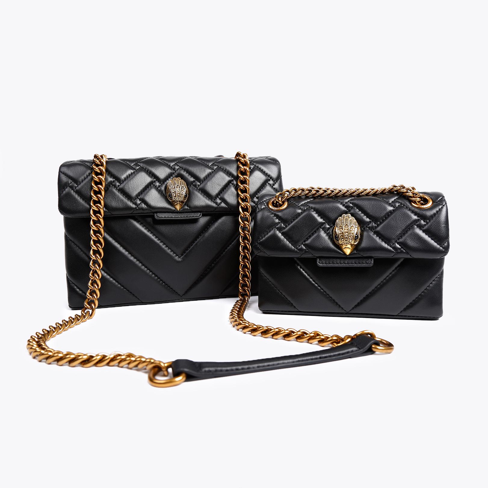 MINI KENSINGTON X BAG Black Quilted Leather Mini Bag by KURT GEIGER LONDON