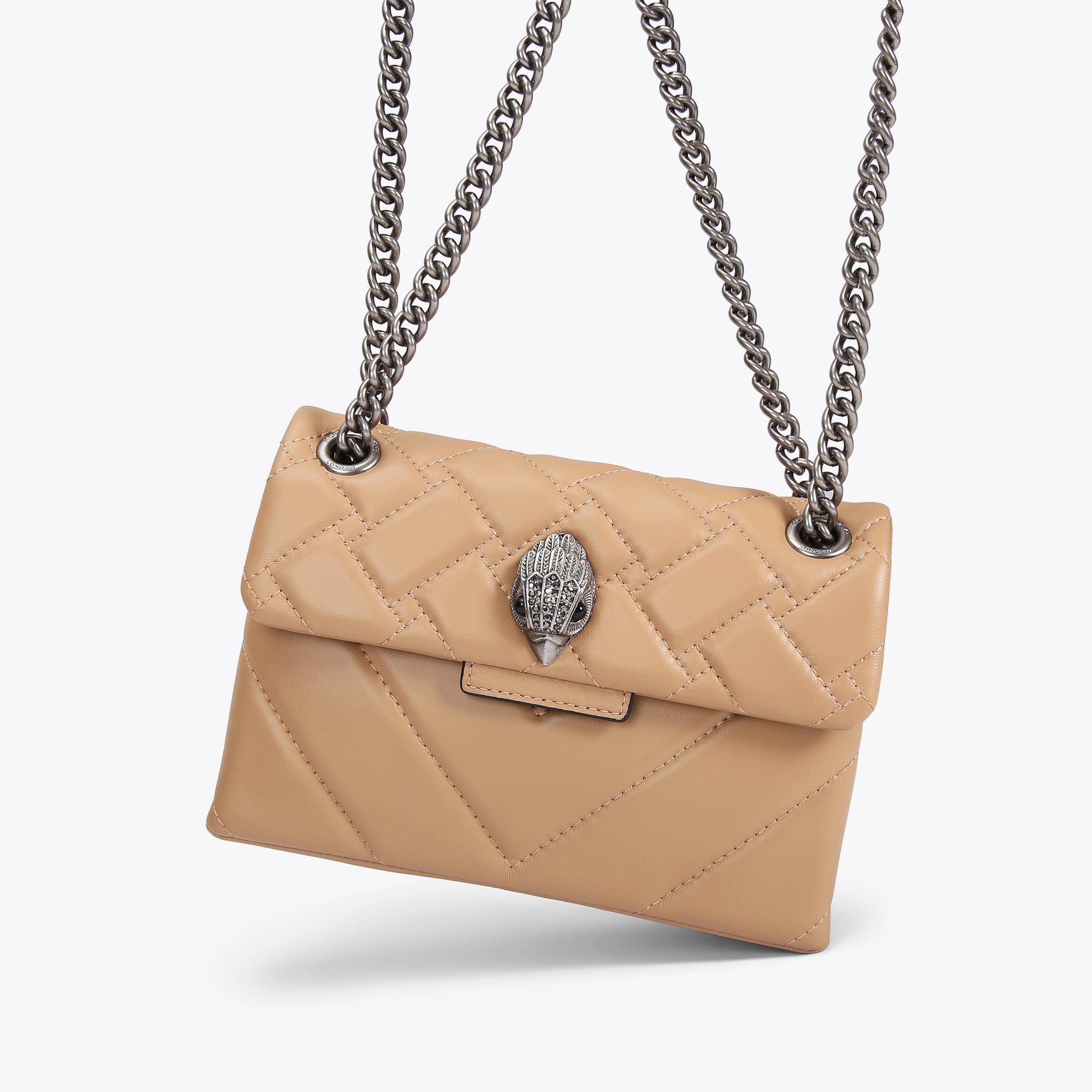 MINI KENSINGTON X BAG Camel Quilted Leather Mini Bag by KURT GEIGER LONDON