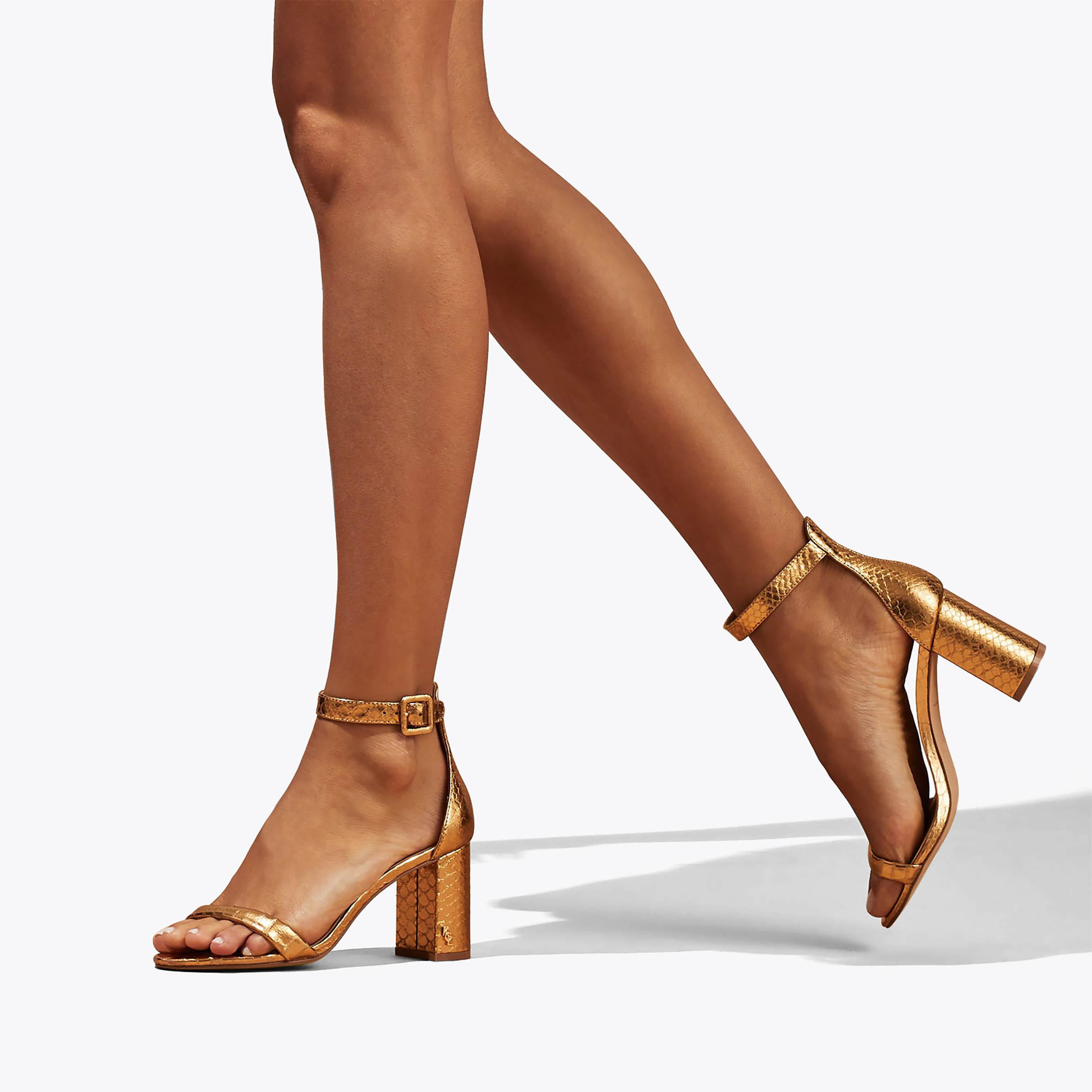 Kurt geiger gold block heel sandals best sale