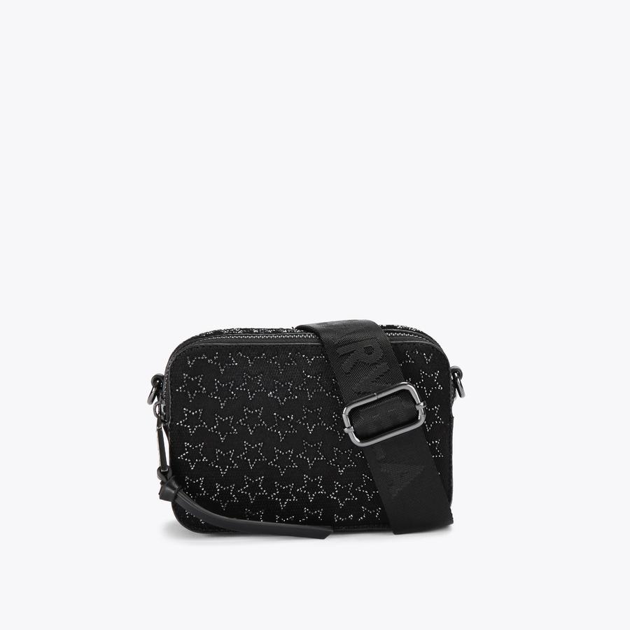 ICON MINI STAR Black Star Crystal Cross Body Bag by CARVELA