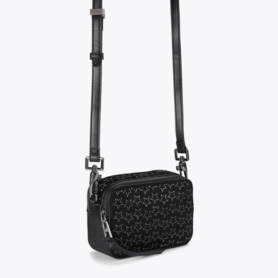 ICON MINI STAR Black Star Crystal Cross Body Bag by CARVELA