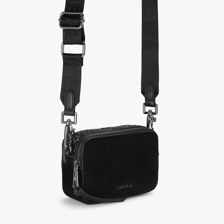 ICON MINI STAR Black Star Crystal Cross Body Bag by CARVELA