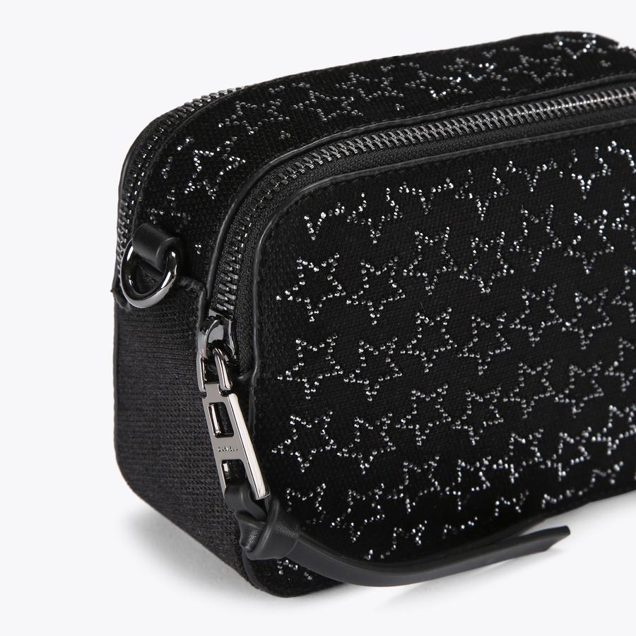 ICON MINI STAR Black Star Crystal Cross Body Bag by CARVELA