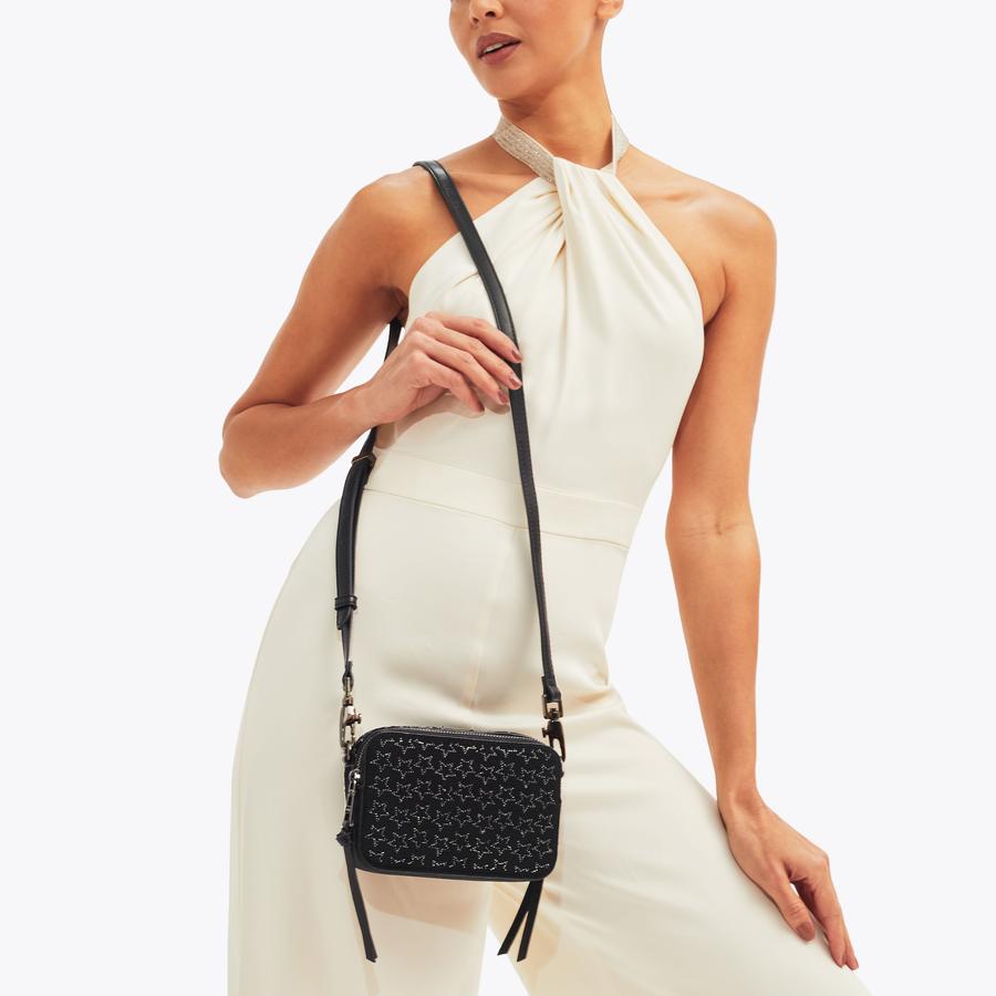 ICON MINI STAR Black Star Crystal Cross Body Bag by CARVELA