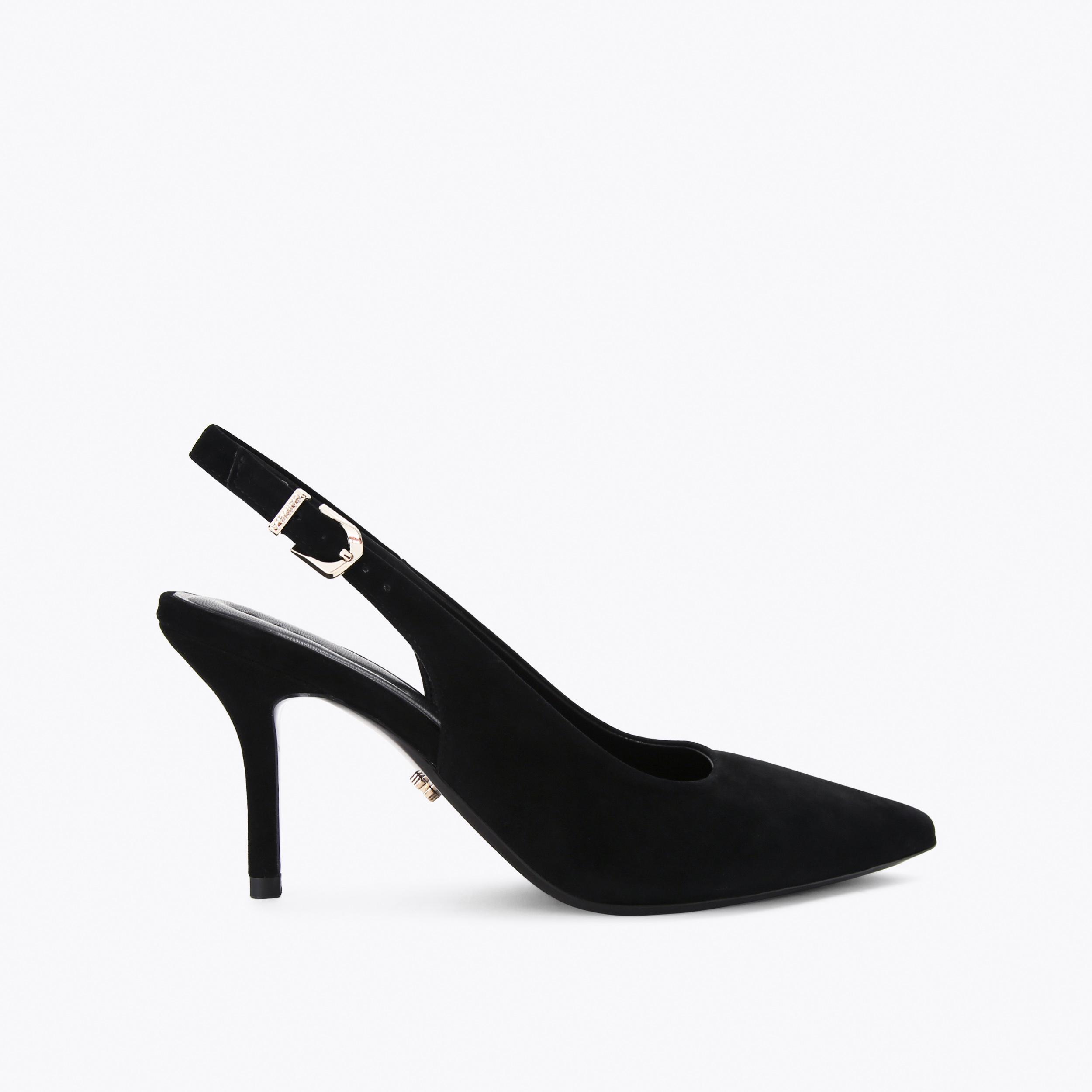 SYMMETRY SLING 90 Black Suede Slingback Heels by CARVELA