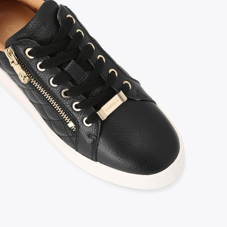 CONNECTED ZIP Black Leather Trainers by CARVELA