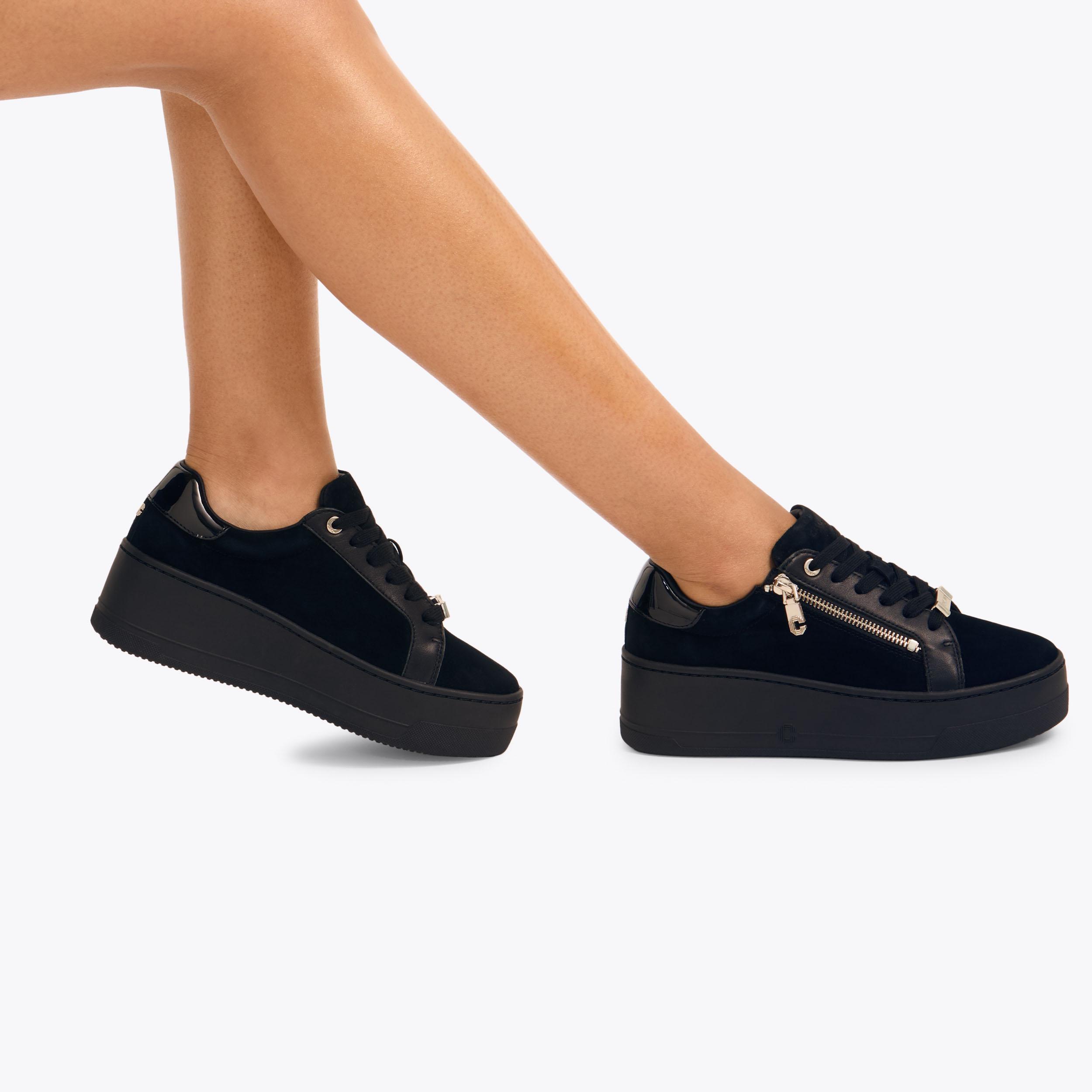 Clearance Carvela Carvela Lively CONNECTED ZIP Black Suede Lace Up