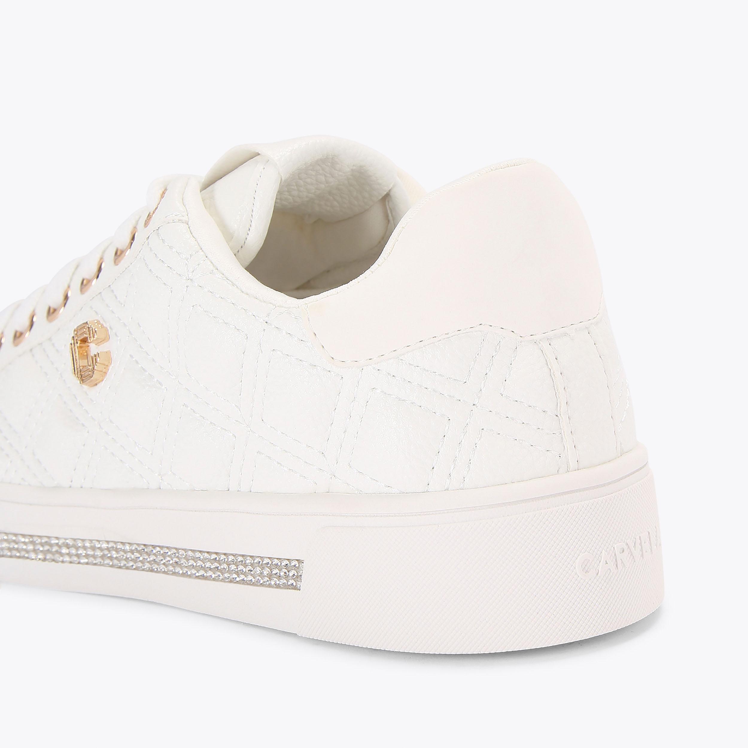 DIAMOND QUILT White Quilted Trainers by CARVELA