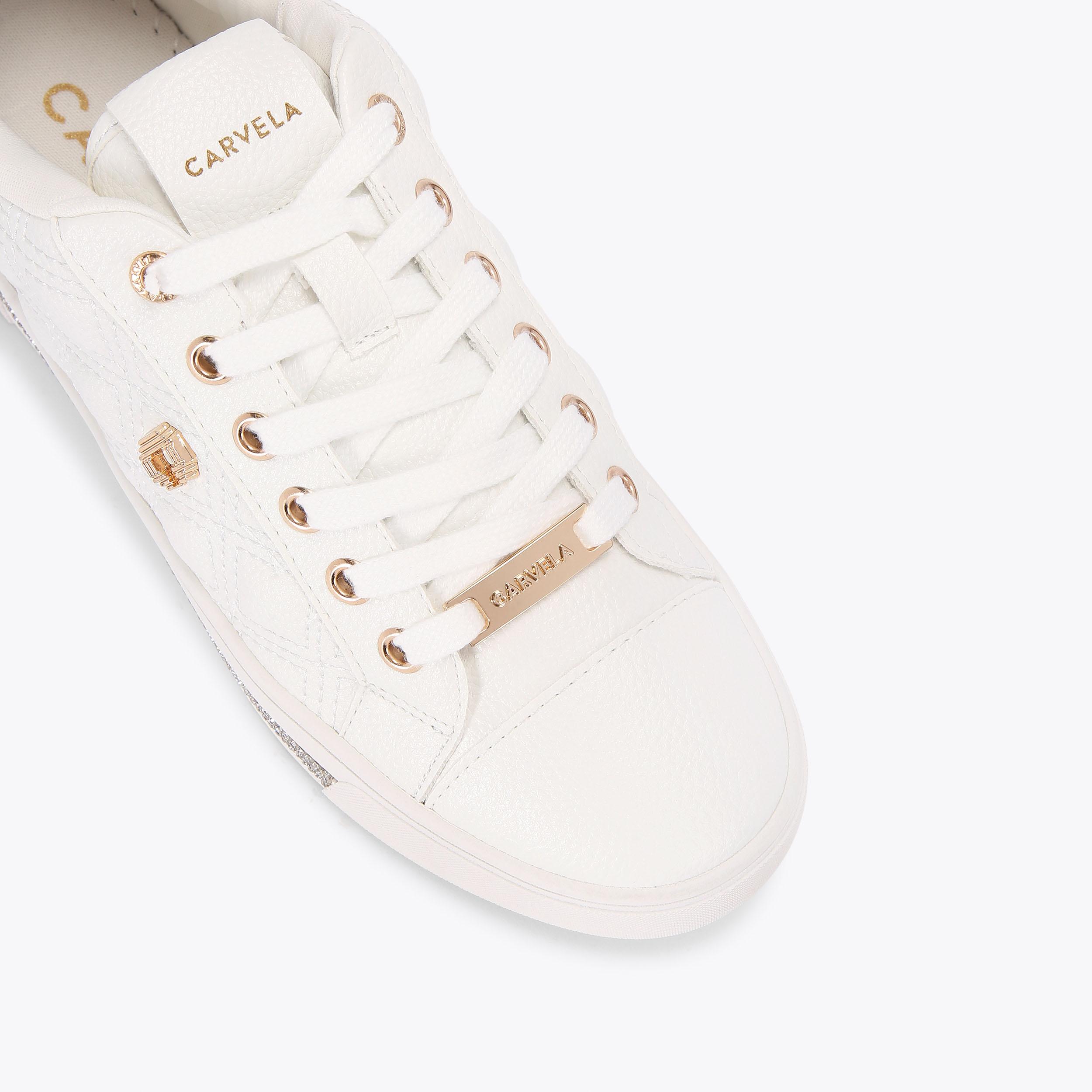 DIAMOND QUILT White Quilted Trainers by CARVELA