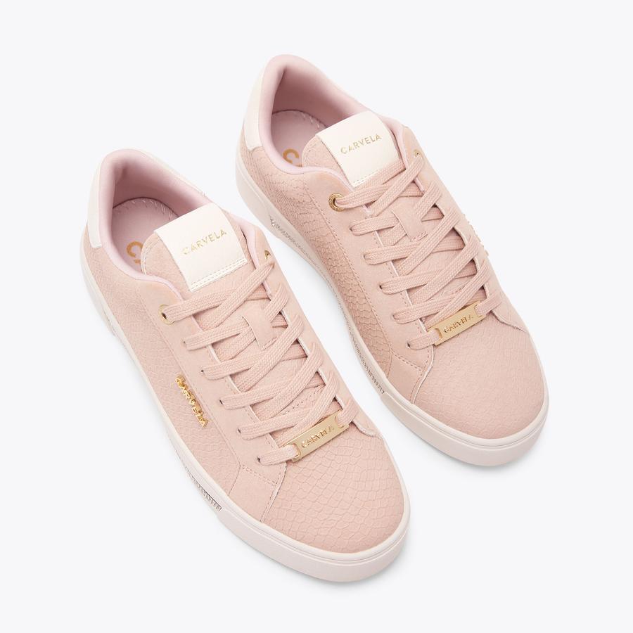 DIAMOND Pale Pink Snake Print Trainer by CARVELA