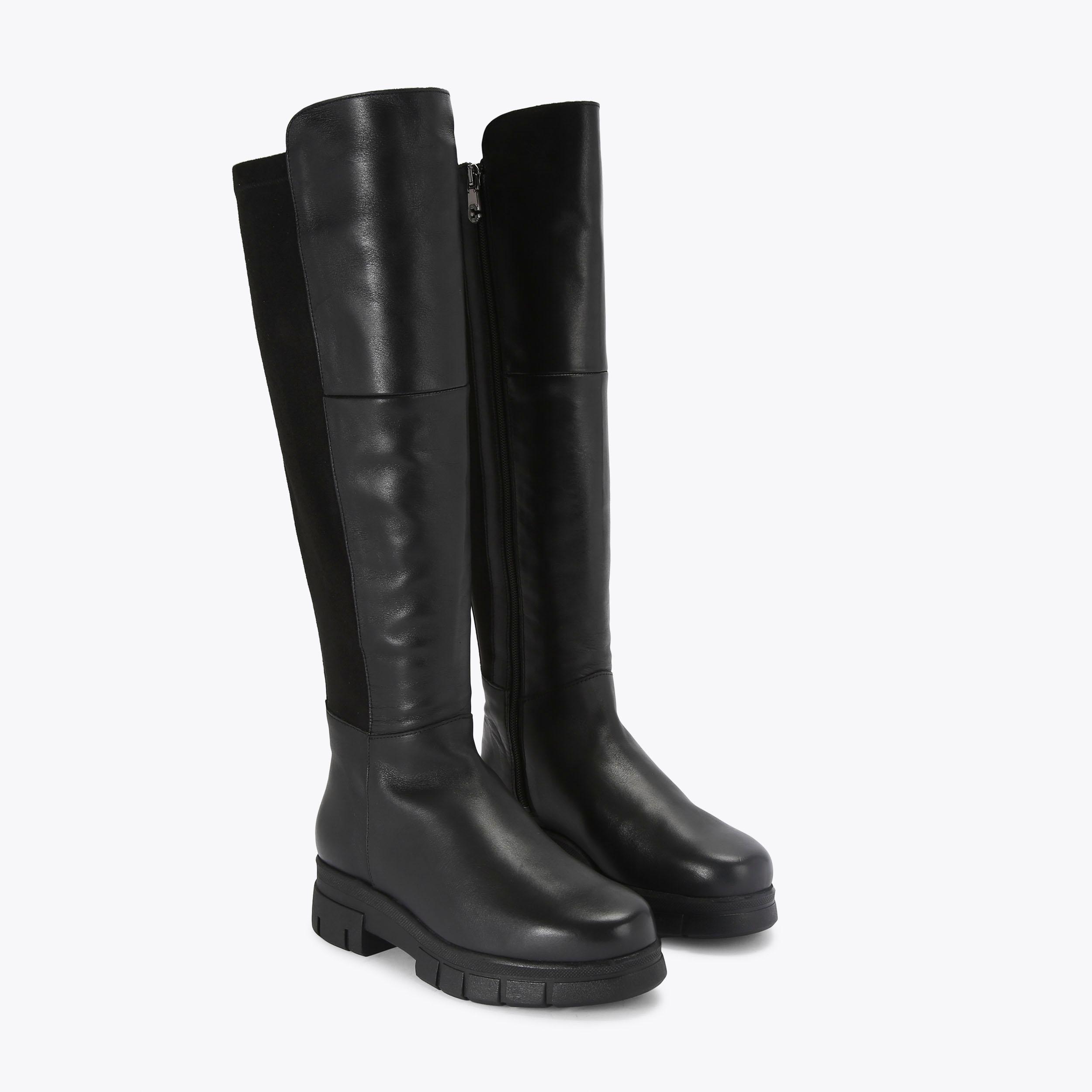 Knee Boots Carvela Saddle Boots RUN KNEE HIGH Black Leather Knee