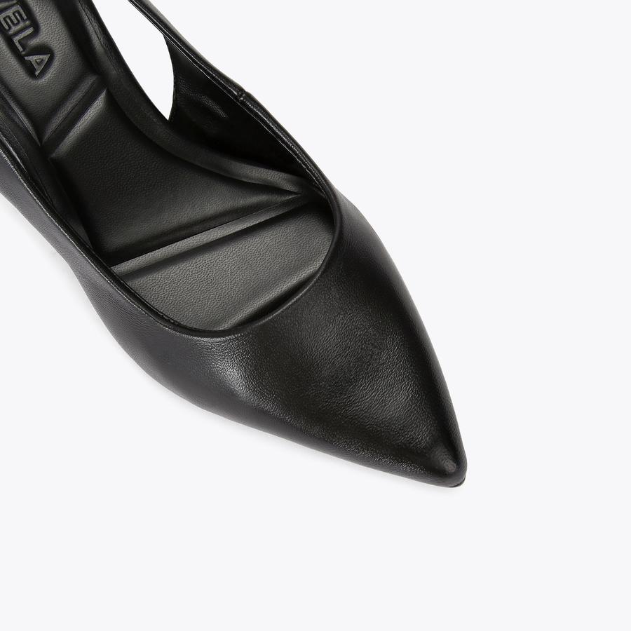 RIVA SLING Black Lather Slingback Heels by CARVELA