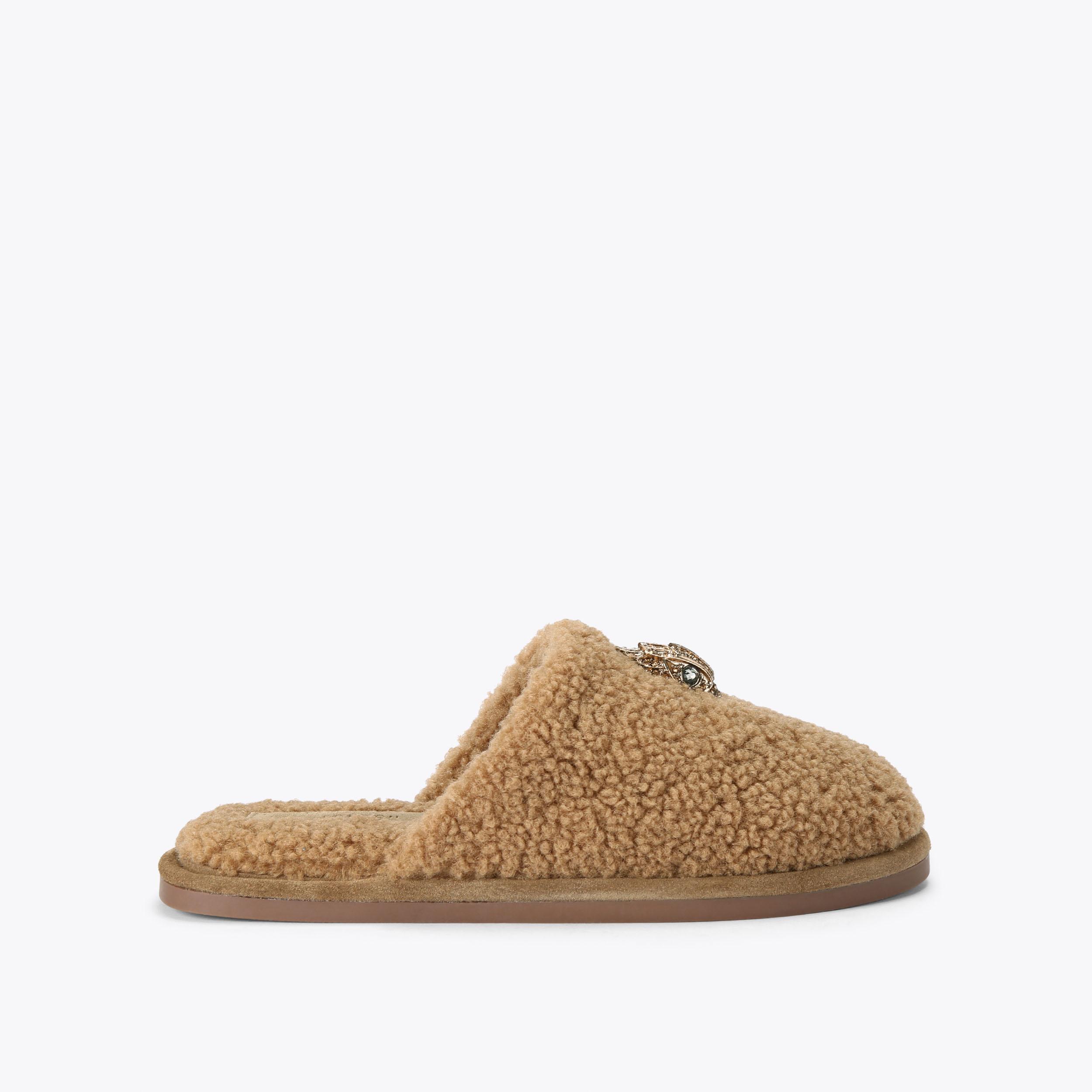 KENSINGTON SLIPPERS Camel Teddy Slippers by KURT GEIGER LONDON