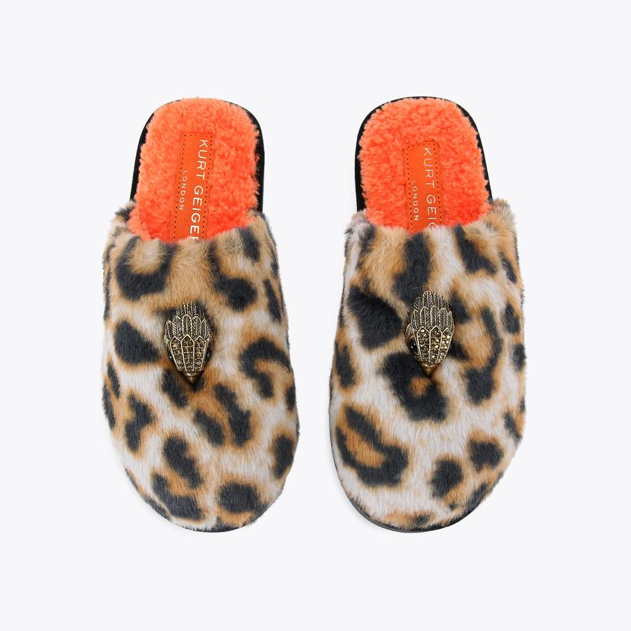 KENSINGTON SLIPPERS Orange Faux Fur Slippers by KURT GEIGER LONDON