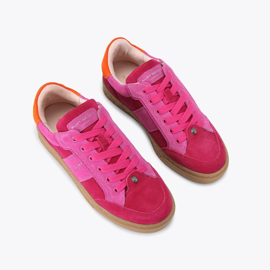 KENSINGTON SLIM CUPSOLE Fuchsia Suede Leather Sneaker by KURT GEIGER LONDON