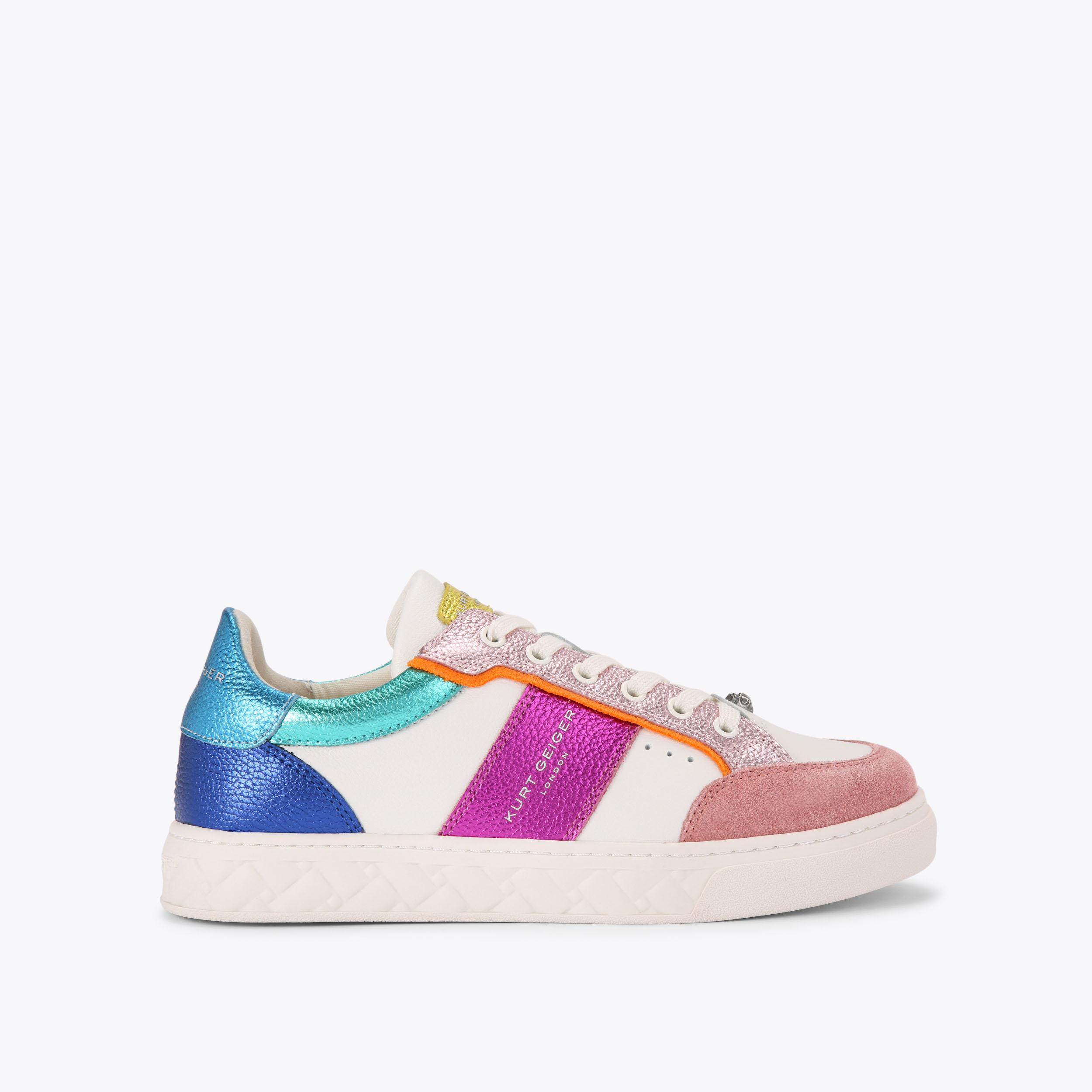 LANE STRIPE Metallic Rainbow Leather Sneakers by KURT GEIGER LONDON