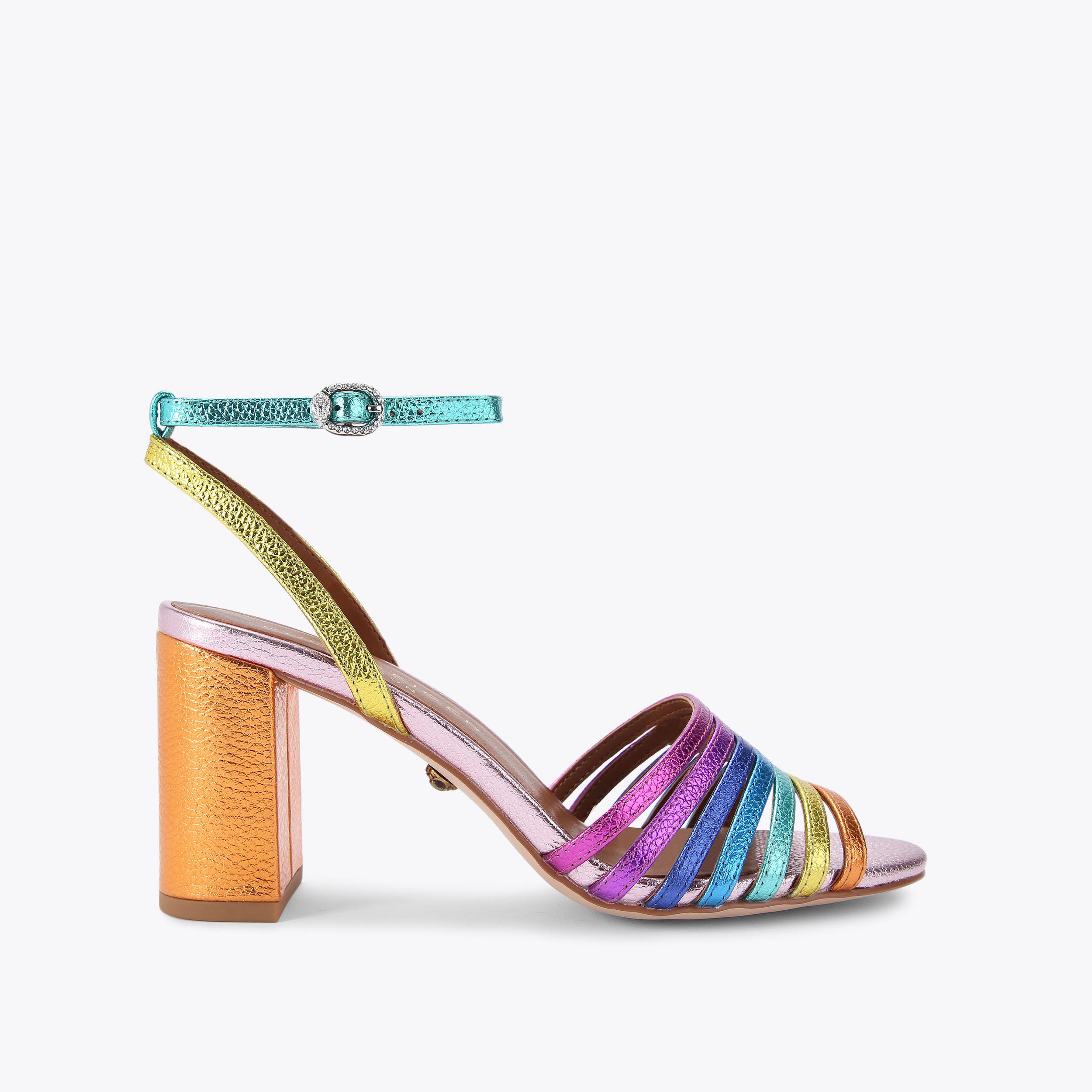 PIERRA BLOCK SANDAL Multi Rainbow Block Heel by KURT GEIGER LONDON