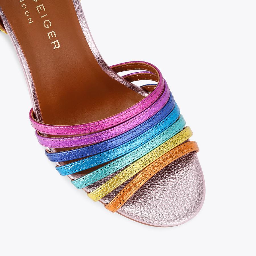 Multicolor block heels best sale