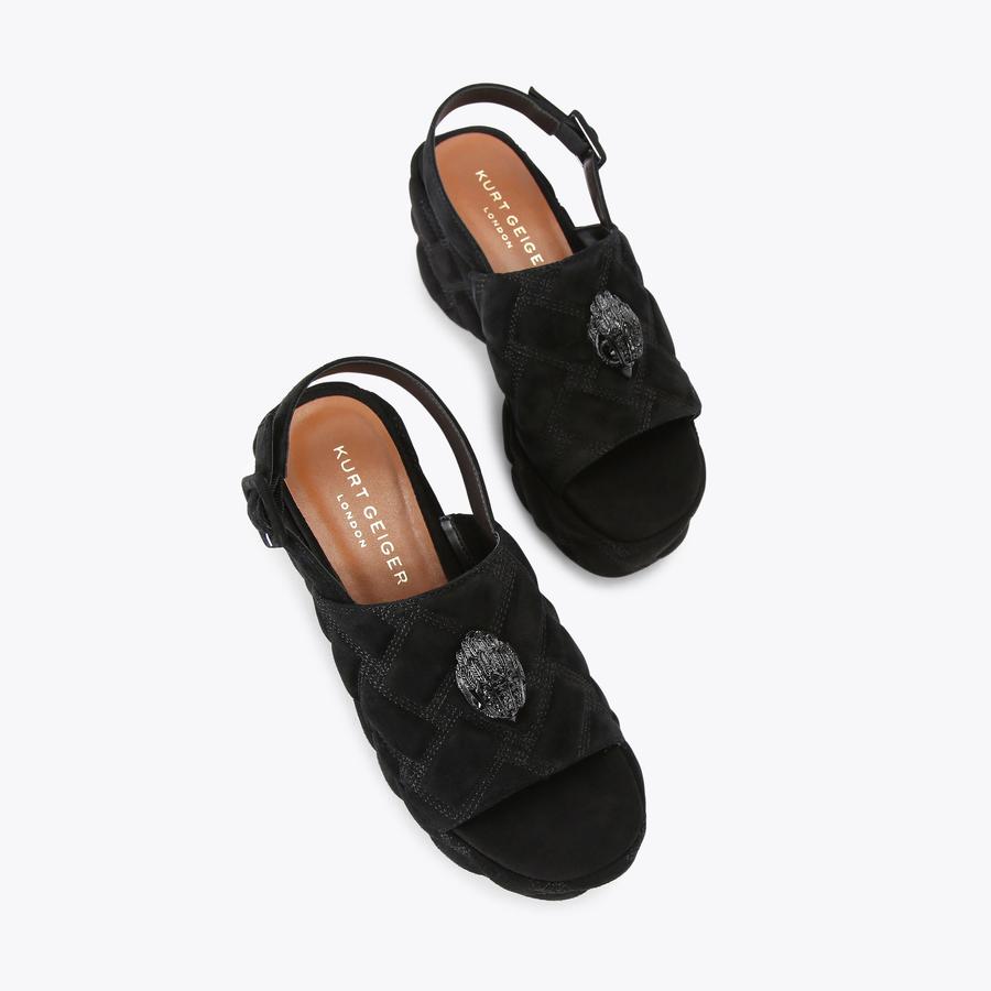 KENSINGTON WEDGE SLING Black Suede Platform Heel by KURT GEIGER LONDON