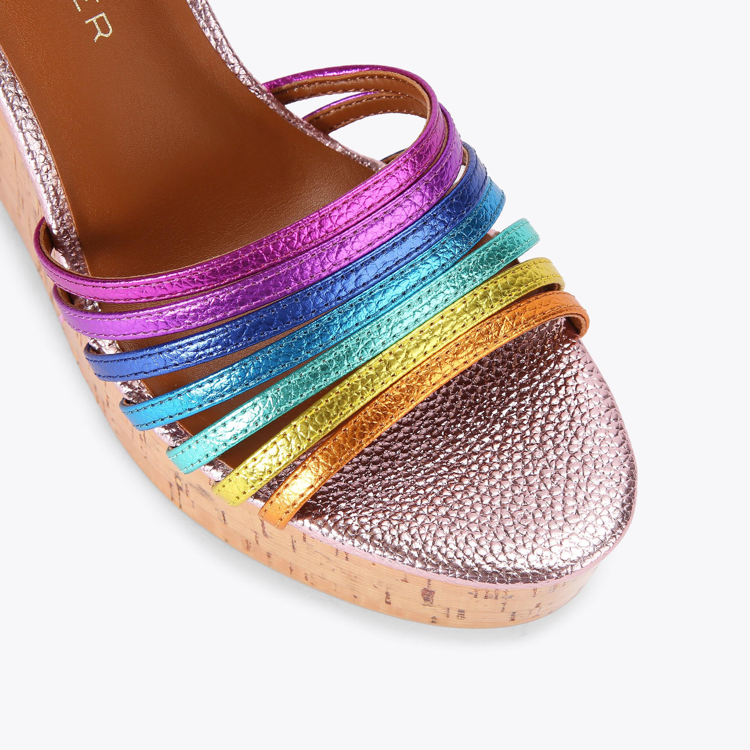 PIERRA CORK WEDGE Rainbow Leather Heels by KURT GEIGER LONDON