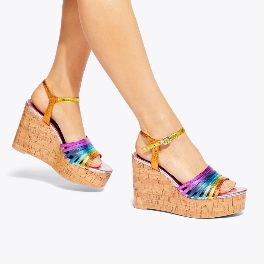 PIERRA CORK WEDGE Rainbow Leather Heels by KURT GEIGER LONDON