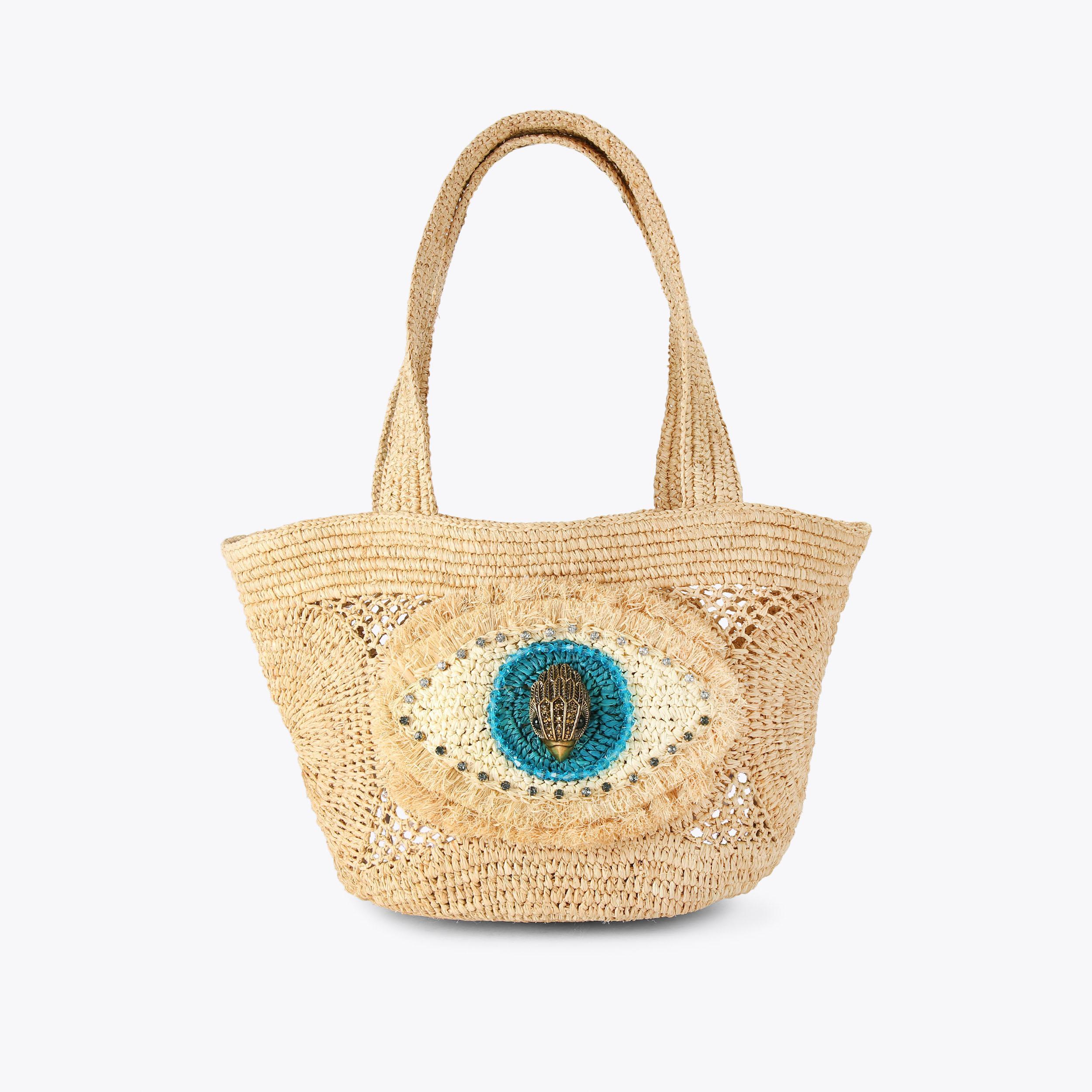 RAFFIA EYE BASKET TOTE Raffia Evil Eye Basket Tote Bag by KURT