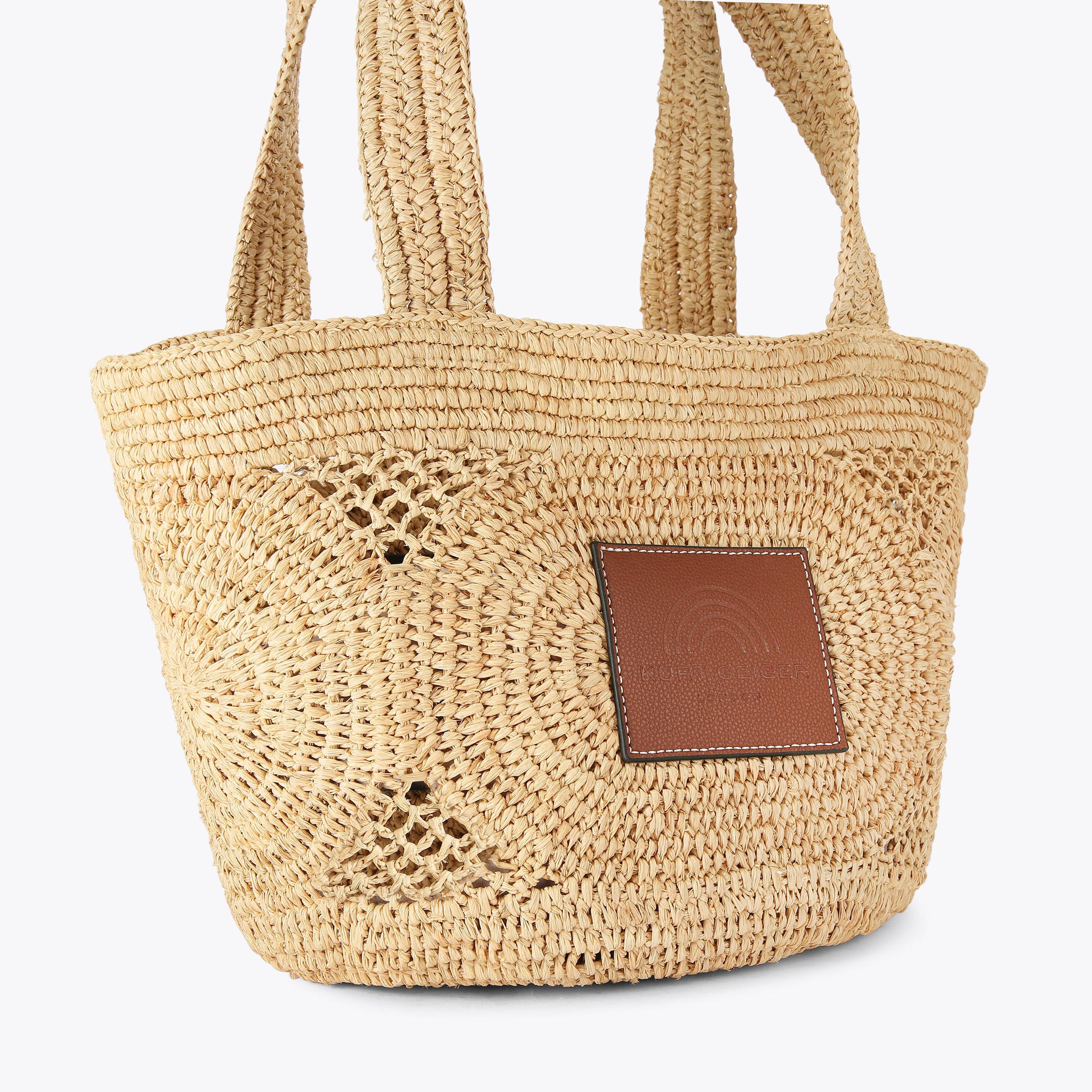 RAFFIA EYE BASKET TOTE Raffia Evil Eye Basket Tote Bag by KURT