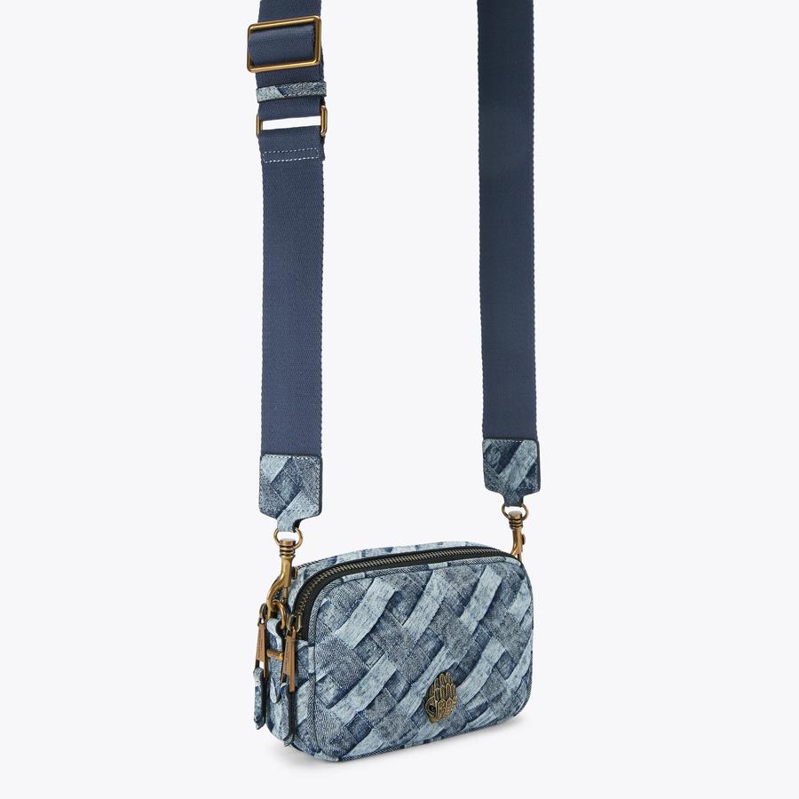 2ZIP KENSINGTON CAMERA Denim Weave Camera Bag by KURT GEIGER