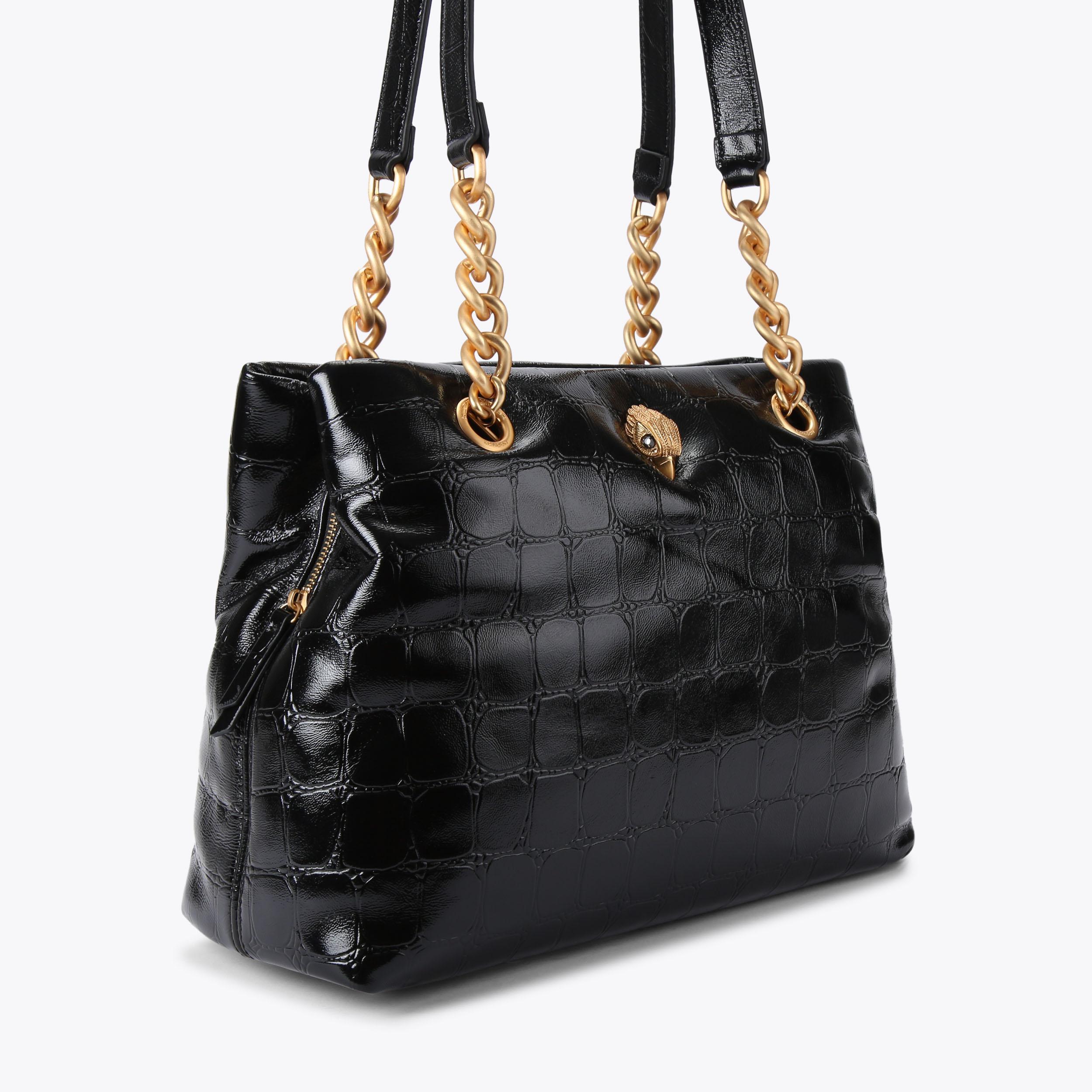 Black croc tote bag hotsell