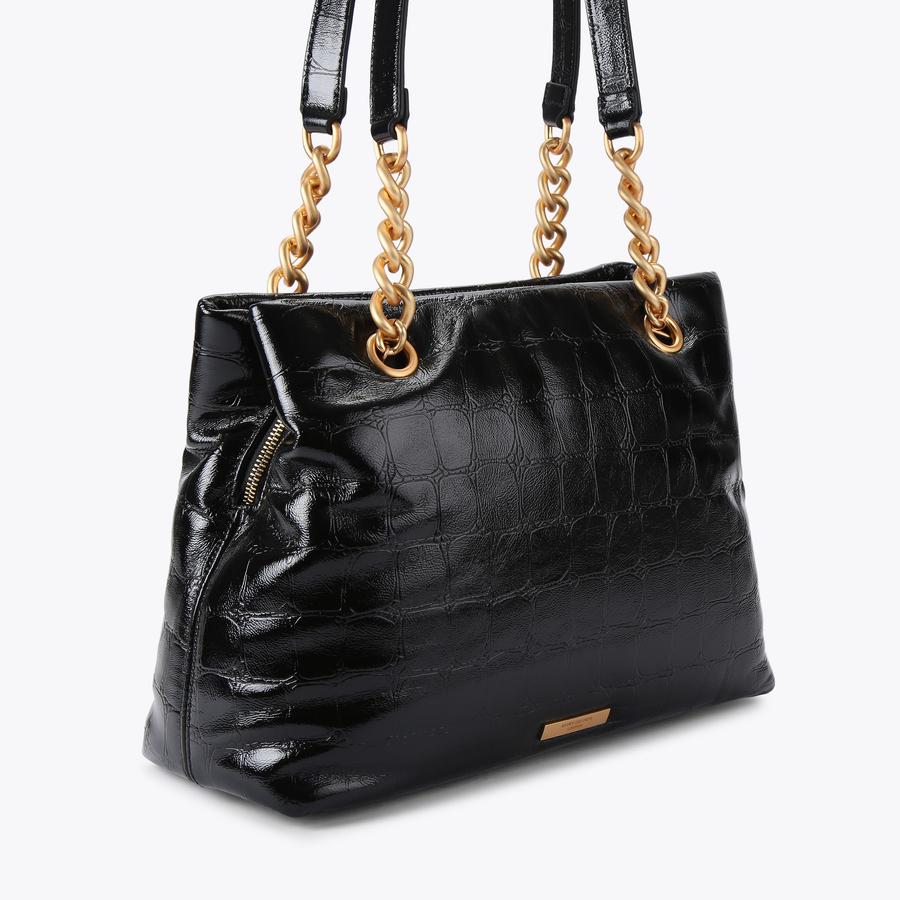 KENSINGTON TOTE Black Croc Embossed Tote Bag by KURT GEIGER LONDON