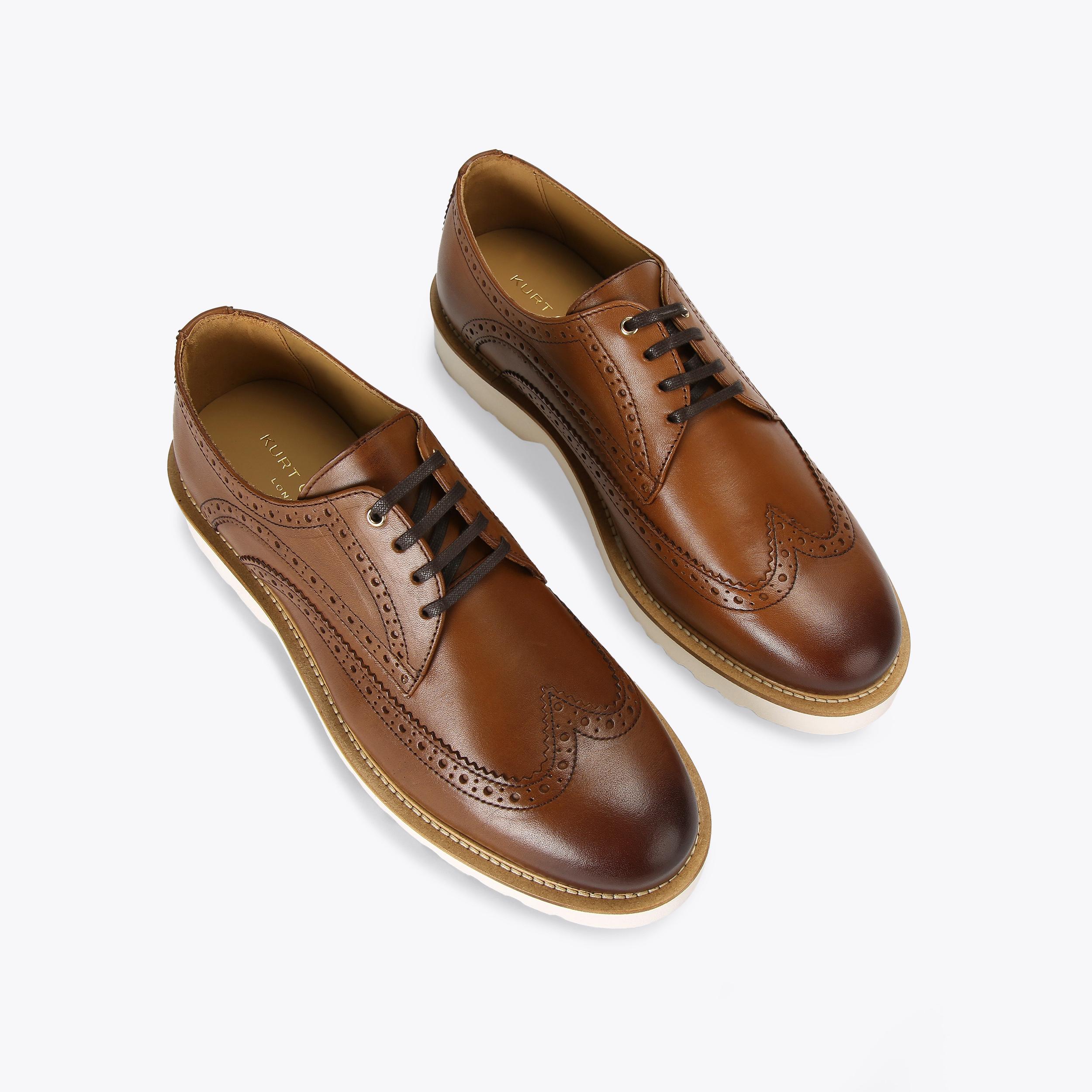 BANK BROGUE CLEAT Brown Leather Formal Shoes by KURT GEIGER LONDON