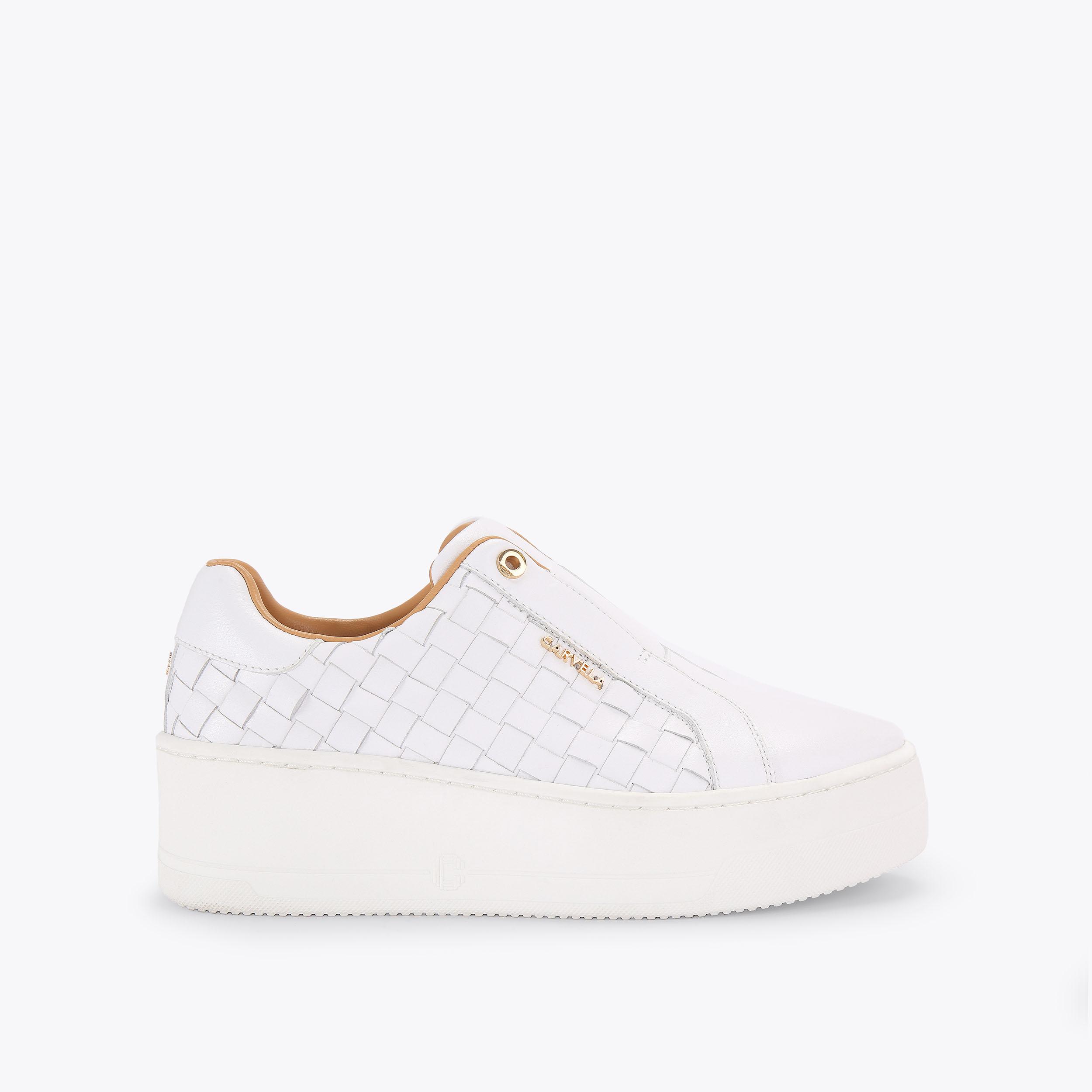 CONNECTED LACELESS WEAVE White Woven Trainers by CARVELA