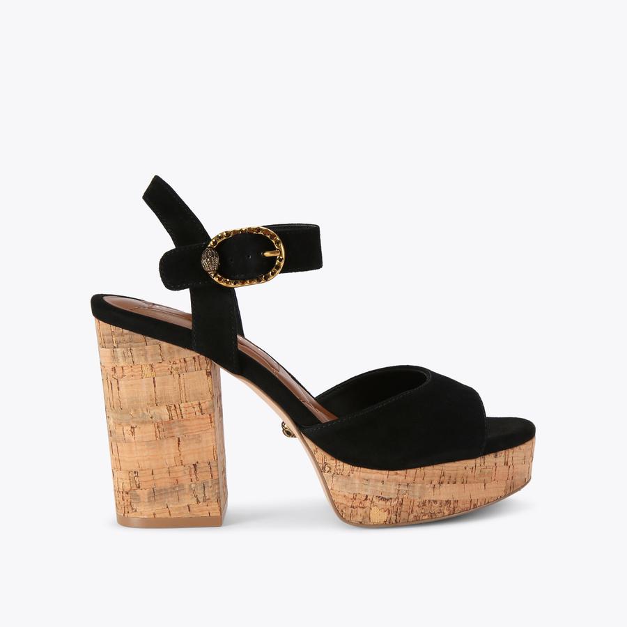 Black cork heels clearance