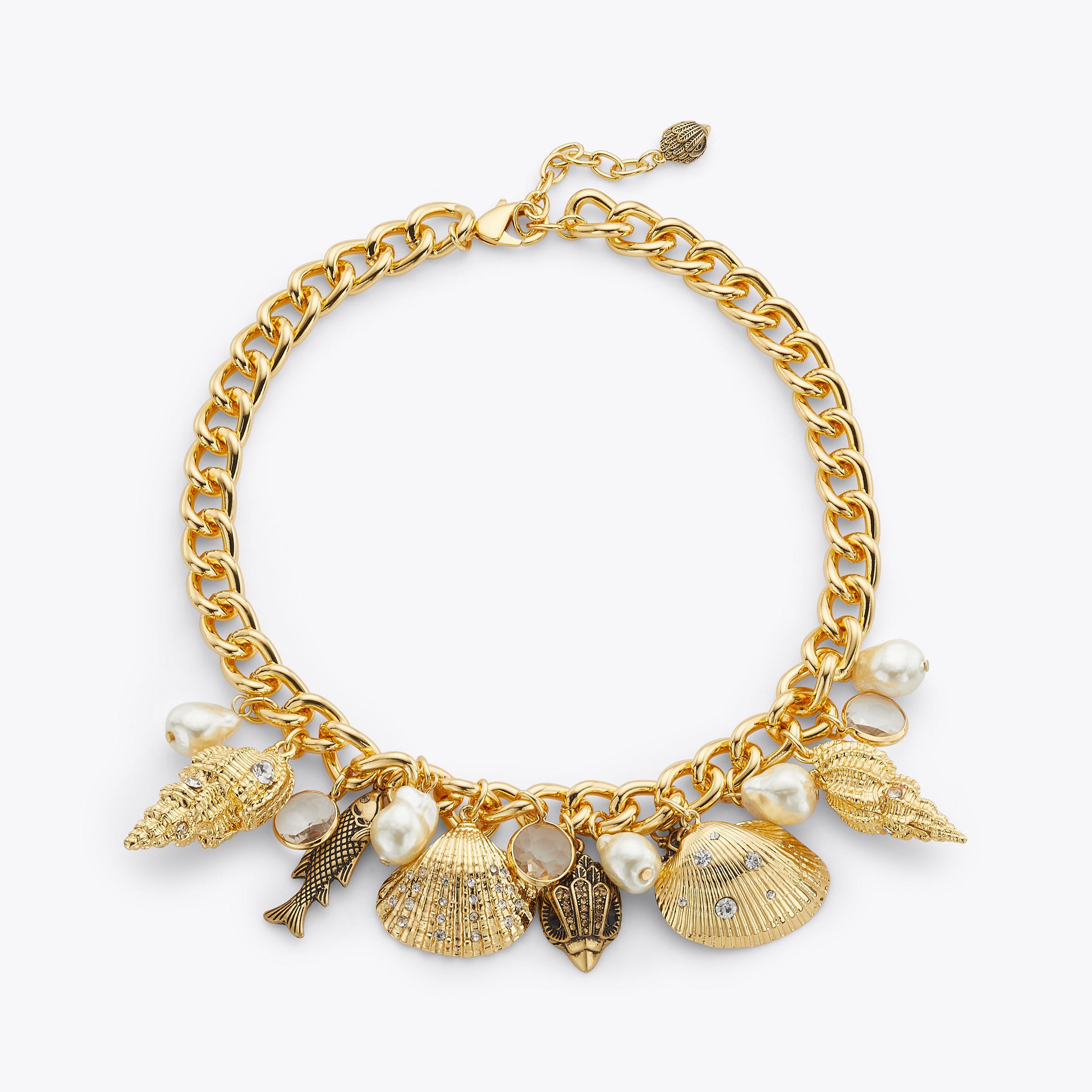 SHORE CHARM NECKLACE Gold Shell Necklace by KURT GEIGER LONDON